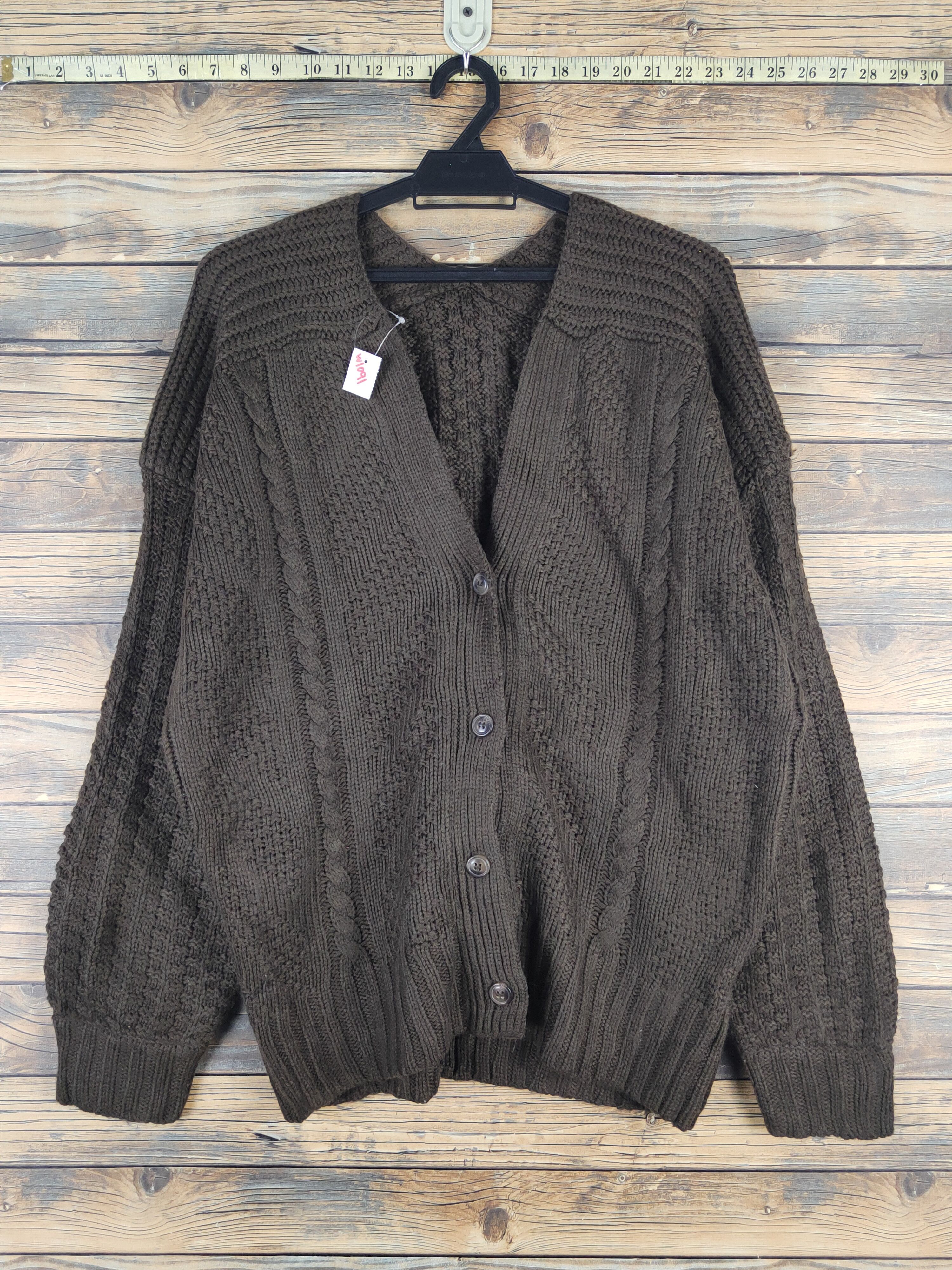 Japanese Brand Hunch Dark Brown Knitwear Cardigan #W1091 Size US M / EU 48-50 / 2 - 1 Thumbnail