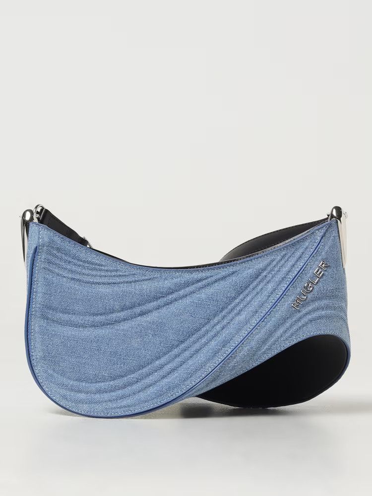 Mugler o1s22i1n1024 Size: OS / Small Denim Curve Shoulder Bag Size ONE SIZE - 1 Thumbnail