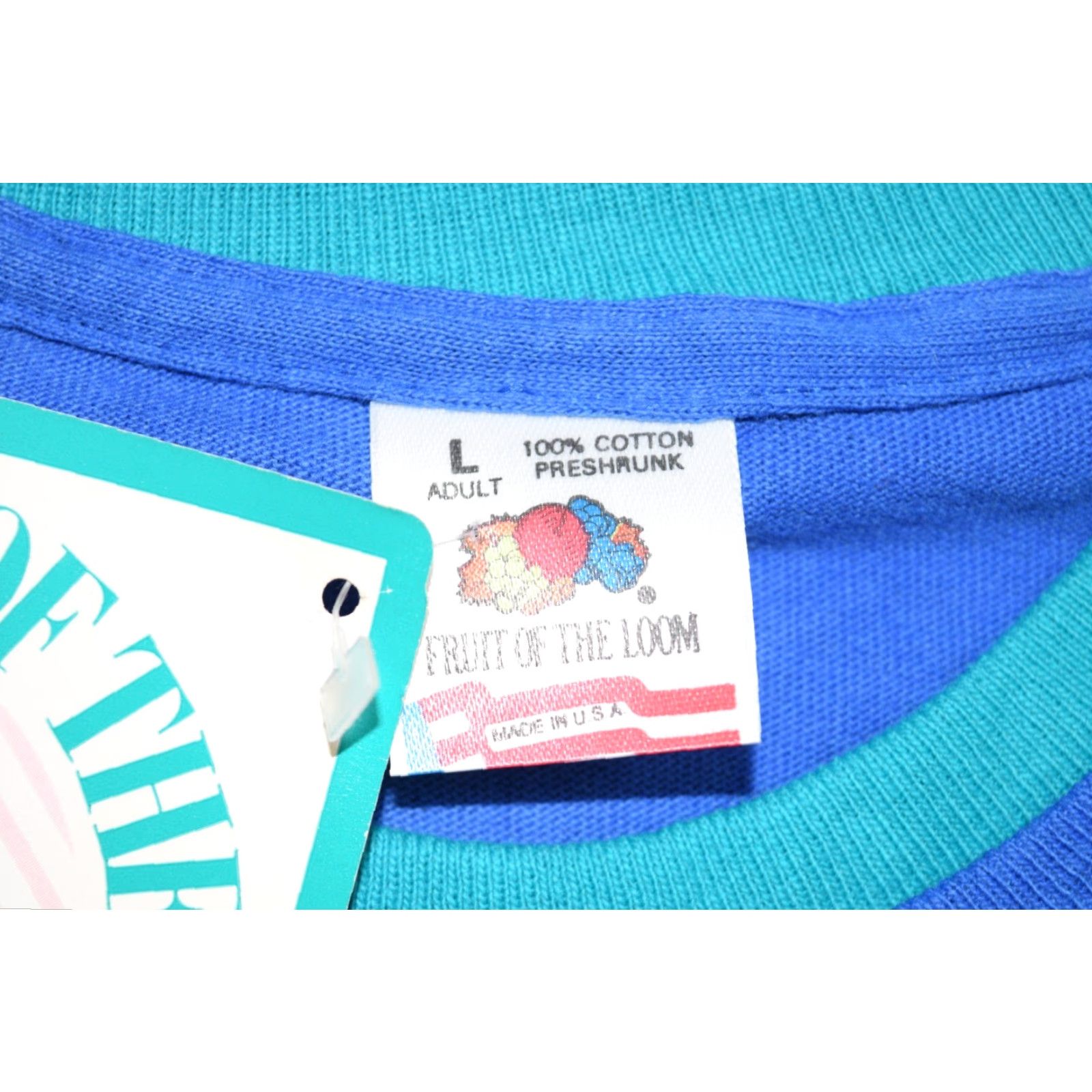Fruit Of The Loom VINTAGE NWT VTG FRUIT OF THE LOOM CASUALWEAR WOMENS 2-TONE T-SHIRT TEE L TEAL BLUE 1991 Size L / US 10 / IT 46 - 3 Thumbnail