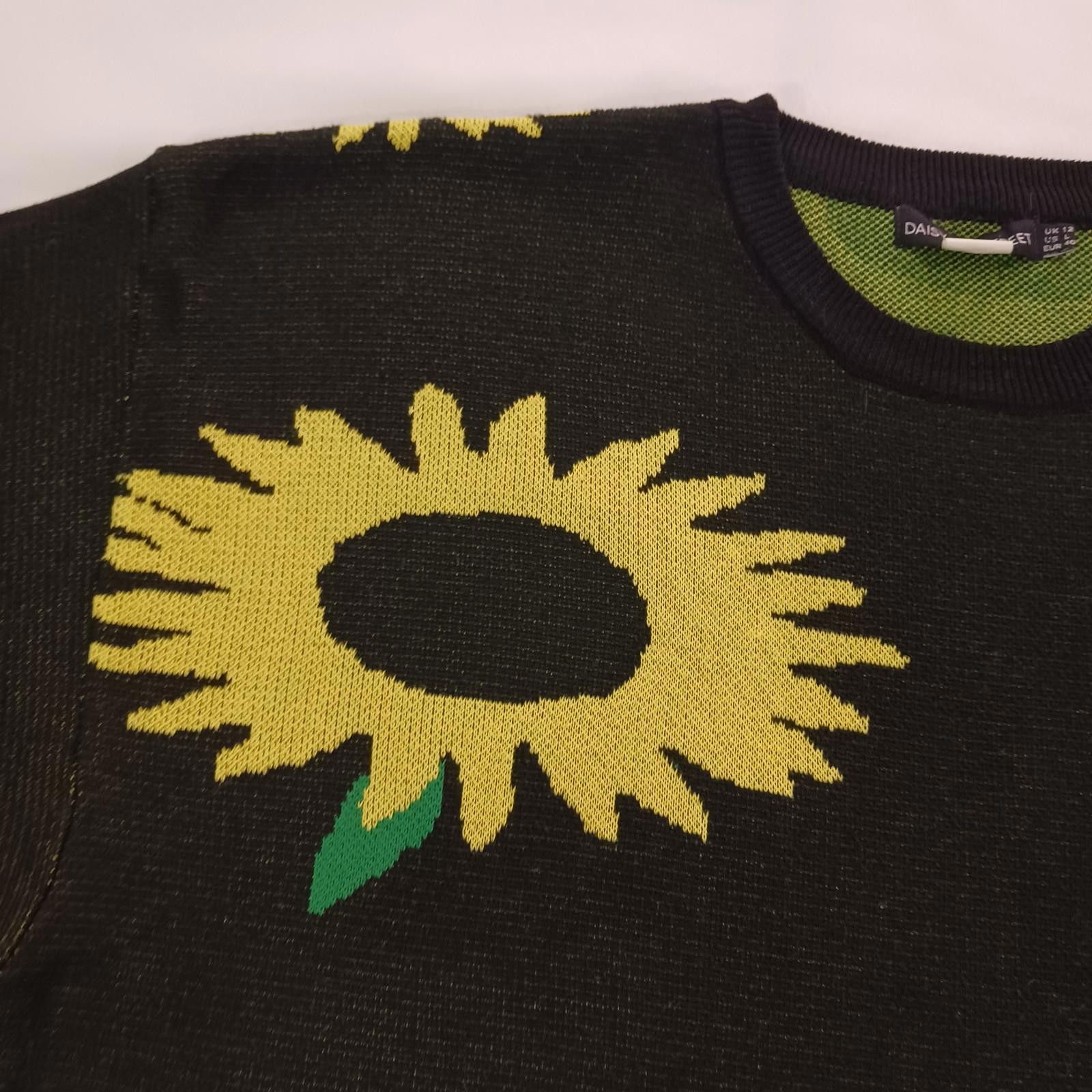 Designer Daisy Street Sweater Womens Black/Yellow Sunflower Sweater L Size L / US 10 / IT 46 - 10 Thumbnail