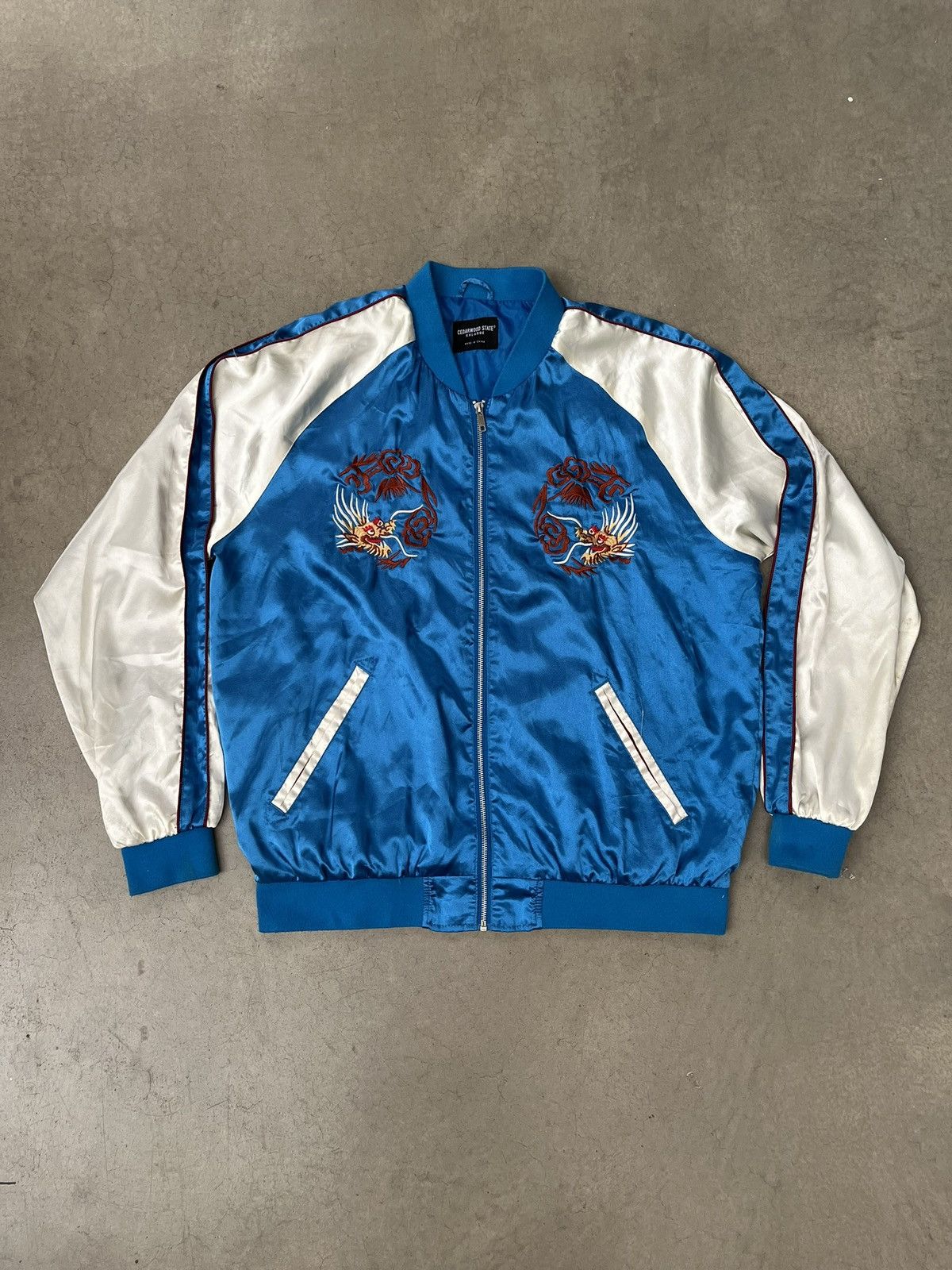 image of Vintage Japanese Souvenir Jacket in Blue, Men's (Size XL)