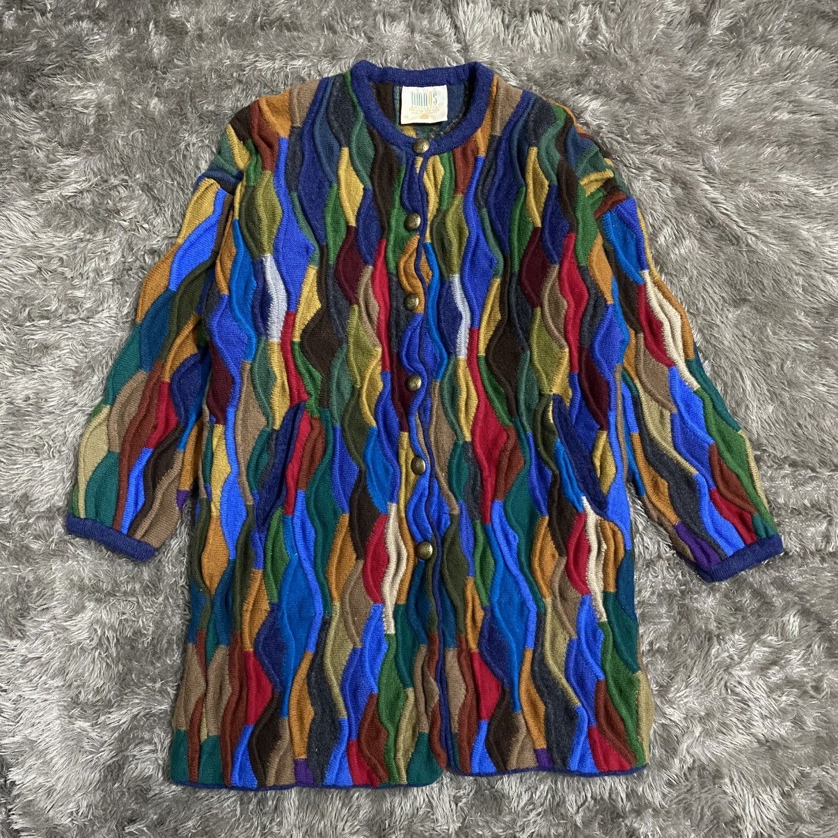 Coogi Vintage 90s Limnos Australia Coogi Style 3D Knit Cardigan Size M / US 6-8 / IT 42-44 - 1 Thumbnail