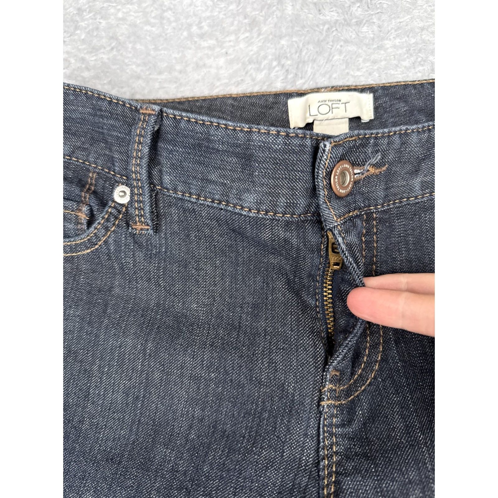 Loft LOFT Ann Taylor Jeans Womens 4 Blue Modern Straight Crop Dark Wash Denim Zip Pocket 5-Pocket Womens Size 27" / US 4 / IT 40 - 5 Thumbnail