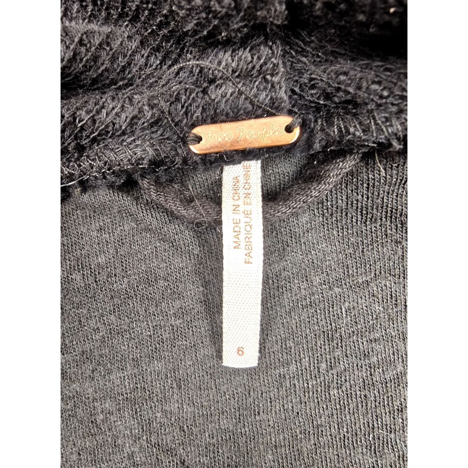 Free People Free People Black Denim Moto Jacket Womens 6 Shawl Knit Zip Pockets Collarless Size M / US 6-8 / IT 42-44 - 4 Thumbnail