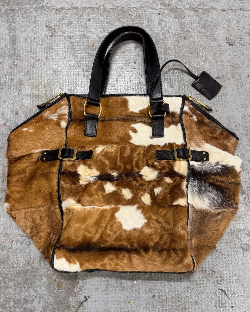 Yves Saint Laurent 2000s Yves Saint Laurent Cowhide Fur Leather Handle Bag Size ONE SIZE - 1 Thumbnail