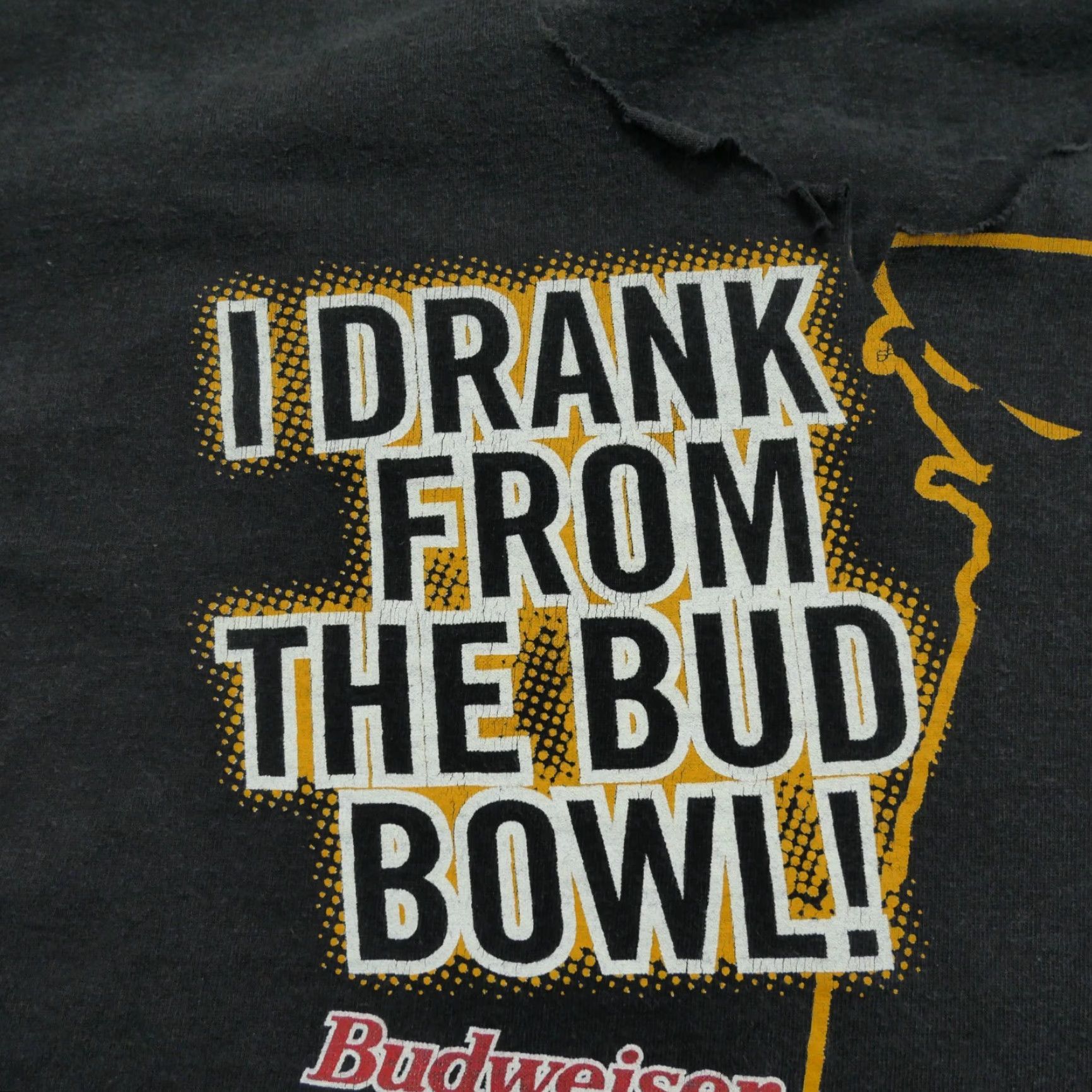 Budweiser VINTAGE Budweiser T Shirt Adult XL Black Bud Bowl 1999 Football Distressed 90s Mens Shirts Size US XL / EU 56 / 4 - 4 Thumbnail