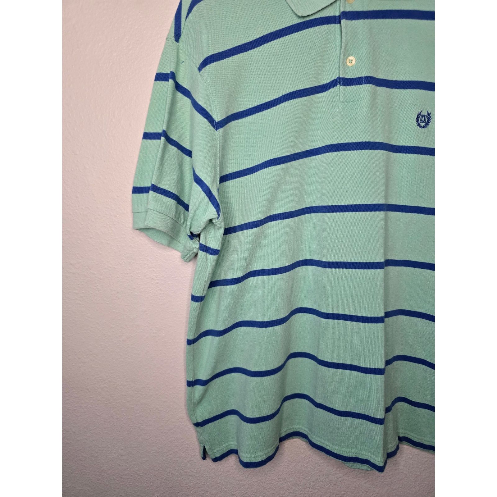 Chaps Chaps Polo Blue Striped Shirt Mens Teal Collared XL Size US XL / EU 56 / 4 - 4 Thumbnail