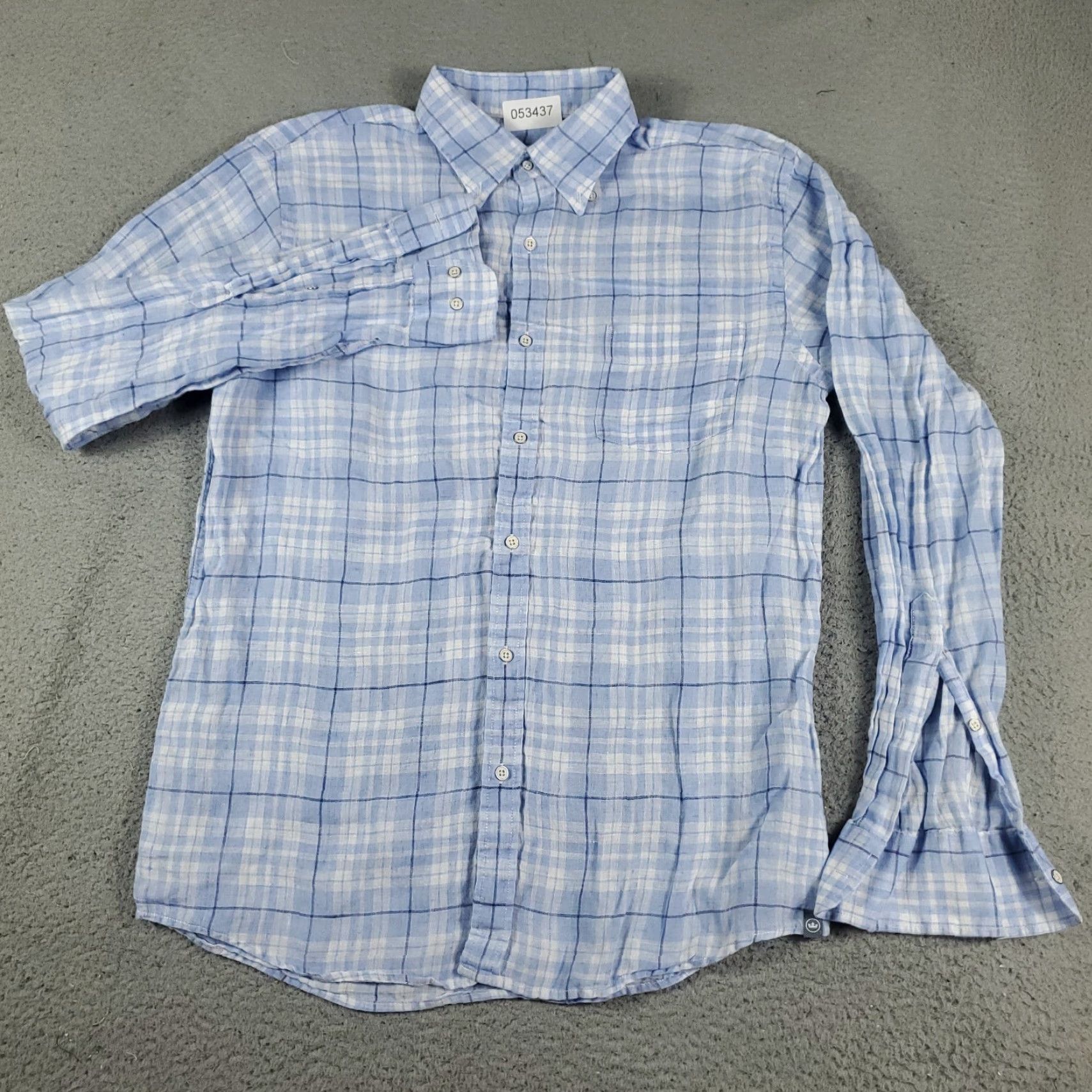 Peter Millar VINTAGE Peter Millar Shirt Men Medium Blue Plaid Linen Long Sleeve Button-Up Size US M / EU 48-50 / 2 - 2 Thumbnail