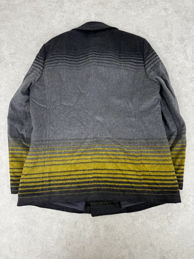 Armani FW2013 Emporio Armani Grey Gradient Striped Yellow Duffle Coat Size US L / EU 52-54 / 3 - 4 Thumbnail