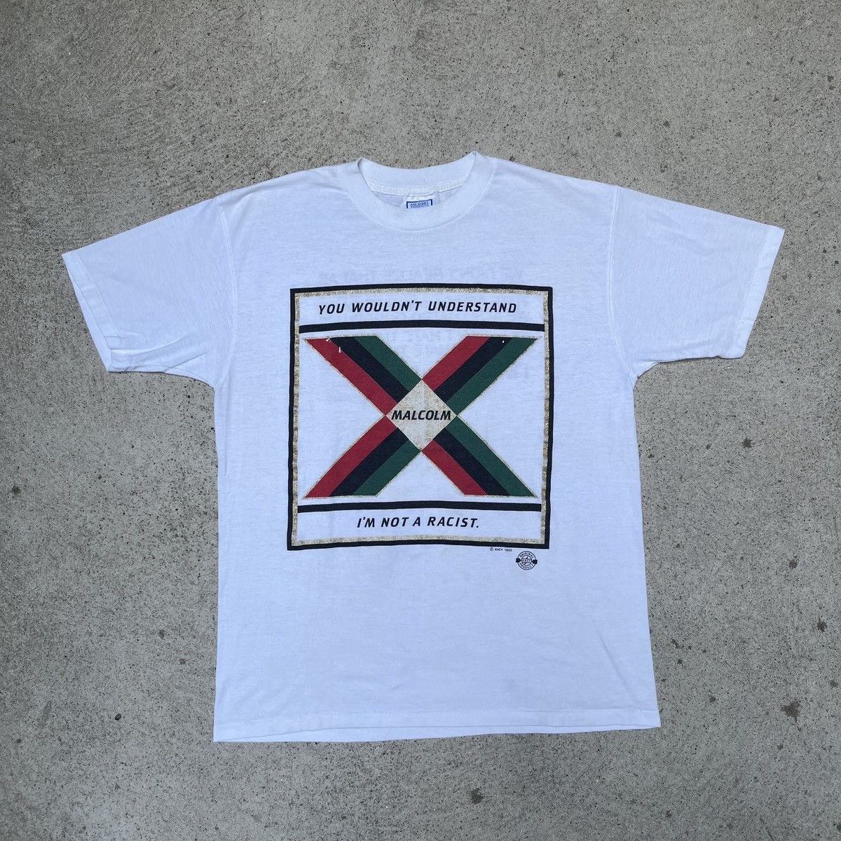 image of Rap Tees x Vintage Malcolm X 1992 Vintage T-Shirt in White, Men's (Size XL)