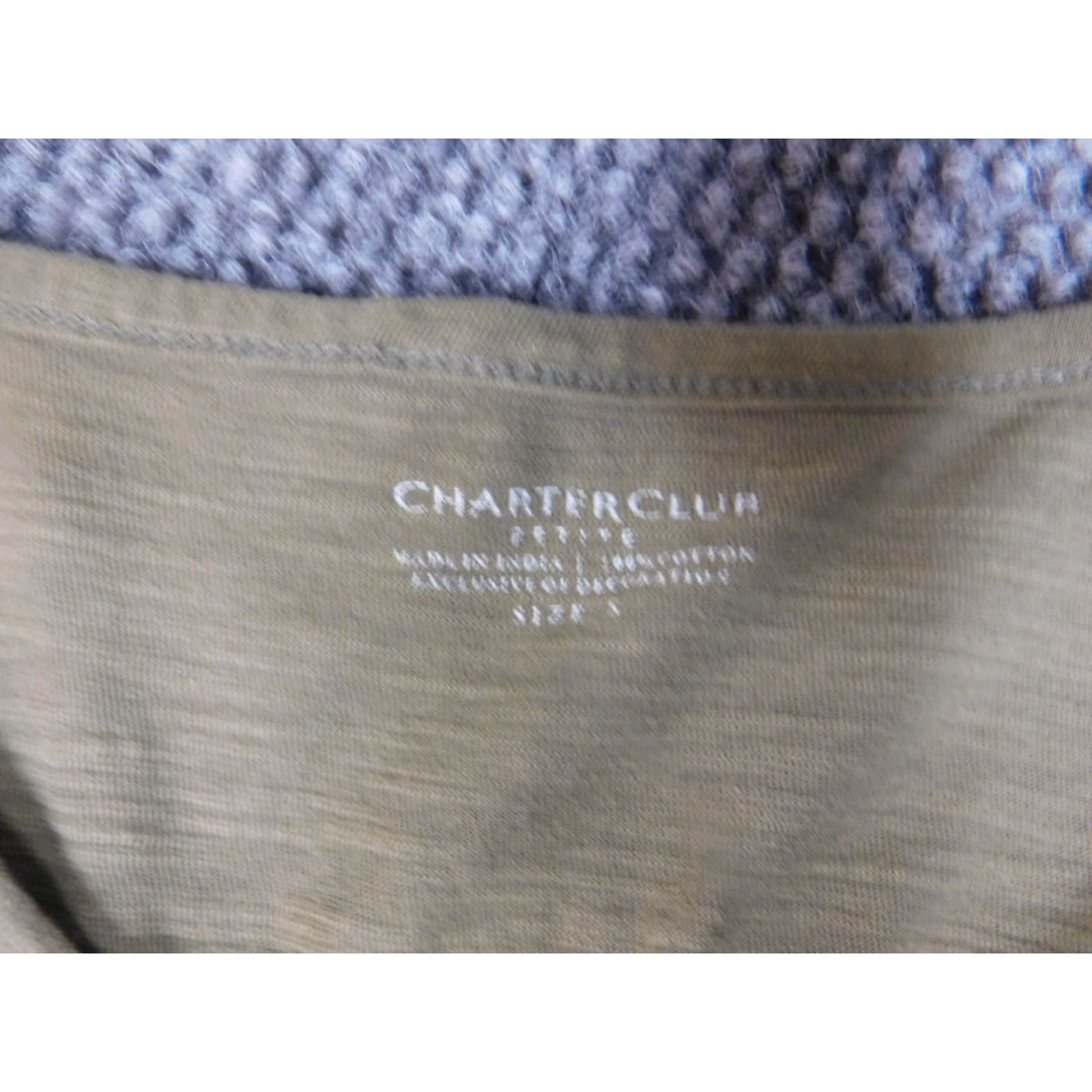 Charter Club Charter Club Blouse Short Sleeve Round Neck Cotton Green PS Petite Womens Button Accent Casual Fit Regular Size S / US 4 / IT 40 - 4 Thumbnail