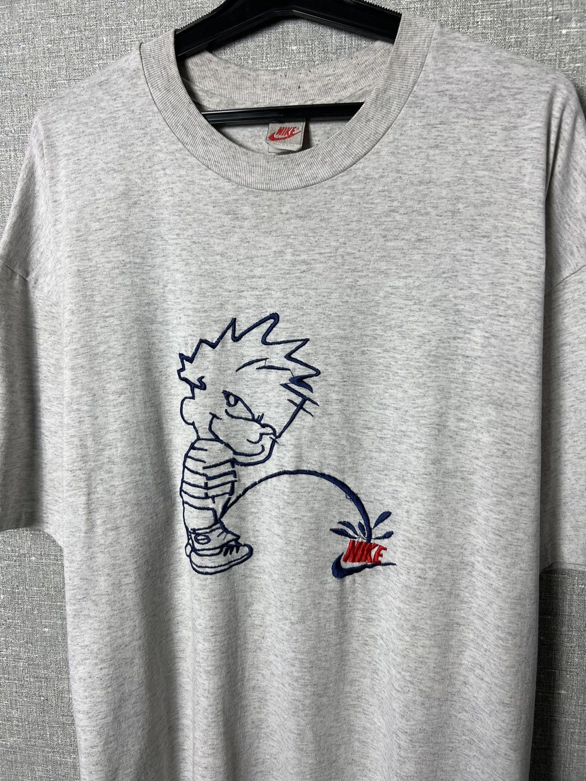 Nike Vintage 80s /90s Nike Calvin & Hobbes Piss Single Stitch Tee Size US XL / EU 56 / 4 - 3 Thumbnail