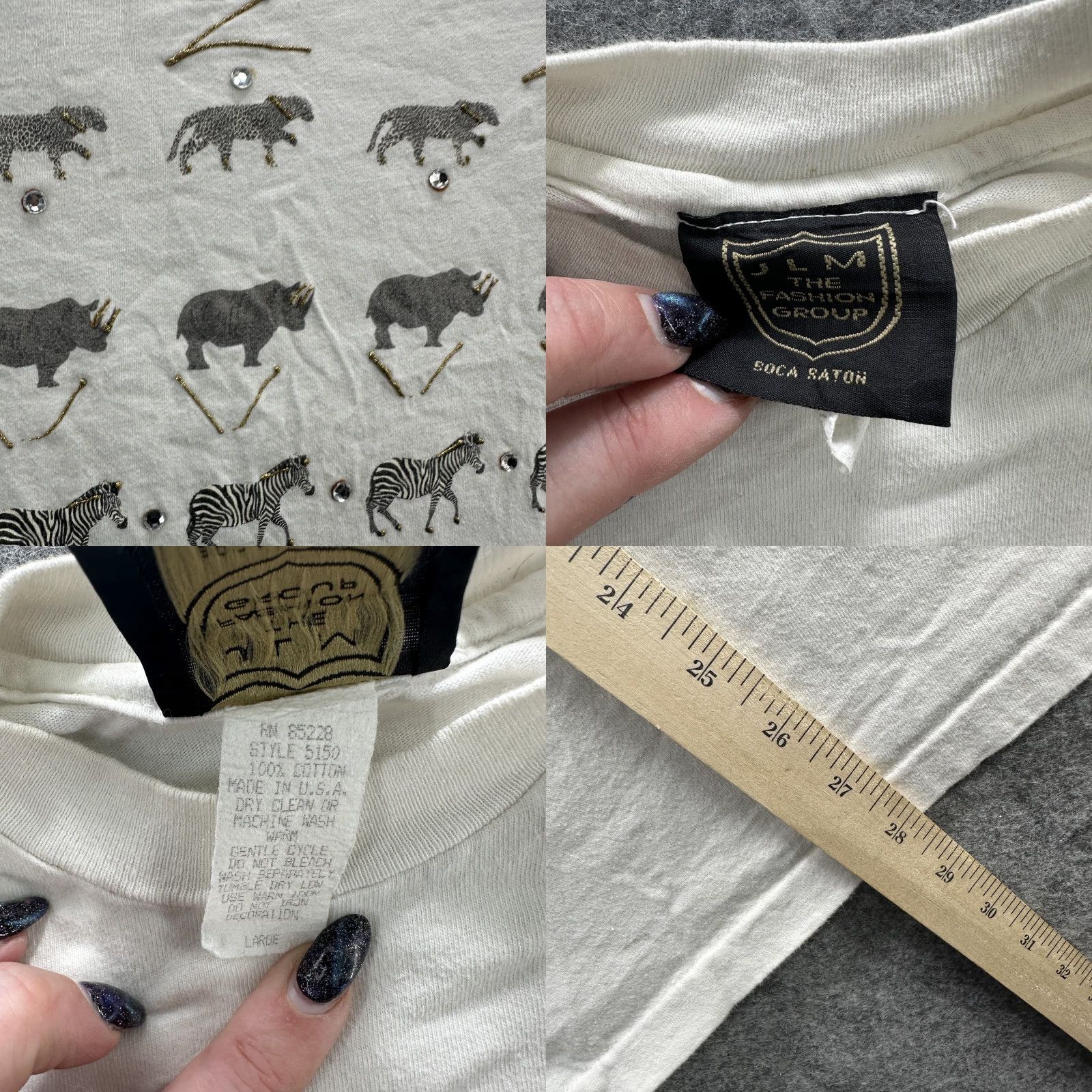 Vintage VINTAGE JLM Fashion Group Safari Animal Embroidered T-Shirt Mens Large White 90s Wildlife Collection Size US L / EU 52-54 / 3 - 8 Thumbnail