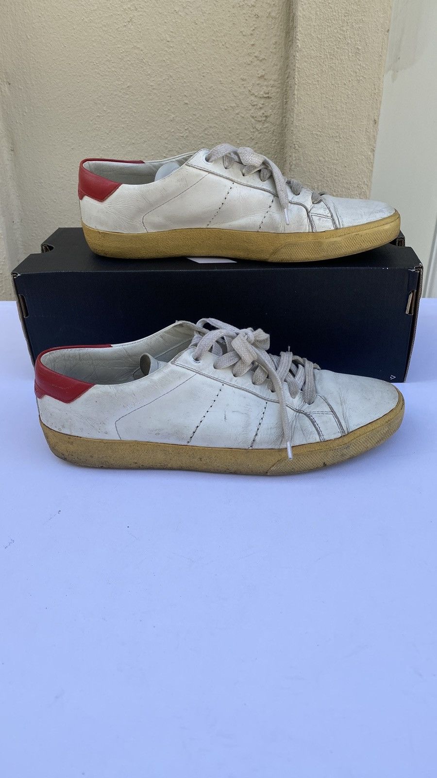 Saint Laurent Paris Saint Laurent Paris white court sneakers EU 40 Size US 10 / EU 43 - 5 Thumbnail