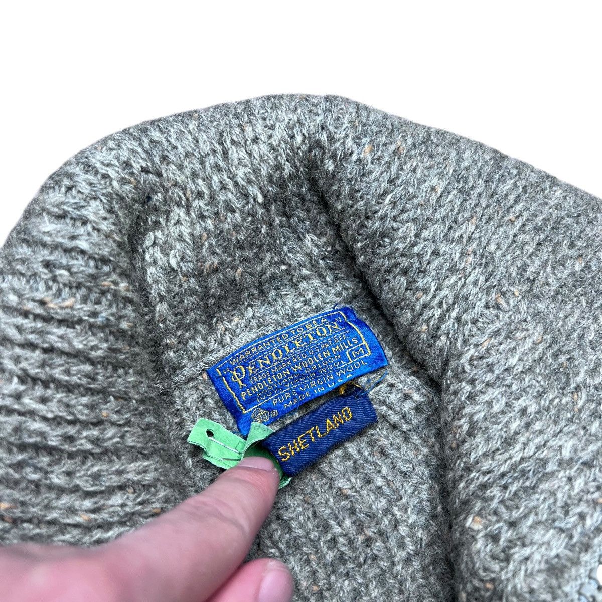Pendleton × Vintage Vintage 80s Pendleton Shetland Wool Grey Zip Up Knit Sweater Size US M / EU 48-50 / 2 - 2 Thumbnail