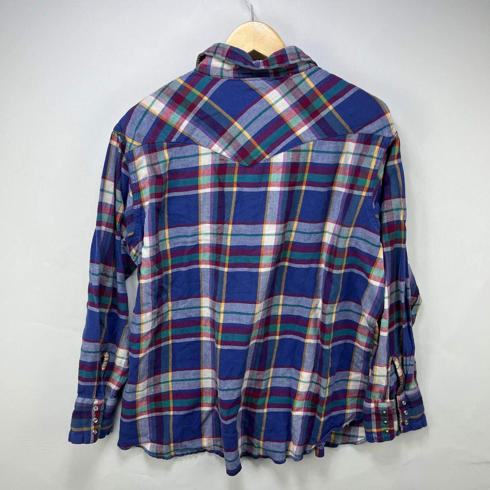 Wrangler Vintage 90s Wrangler Plaid Snap Button Up Shirt XL Pearl Size US XL / EU 56 / 4 - 11 Thumbnail