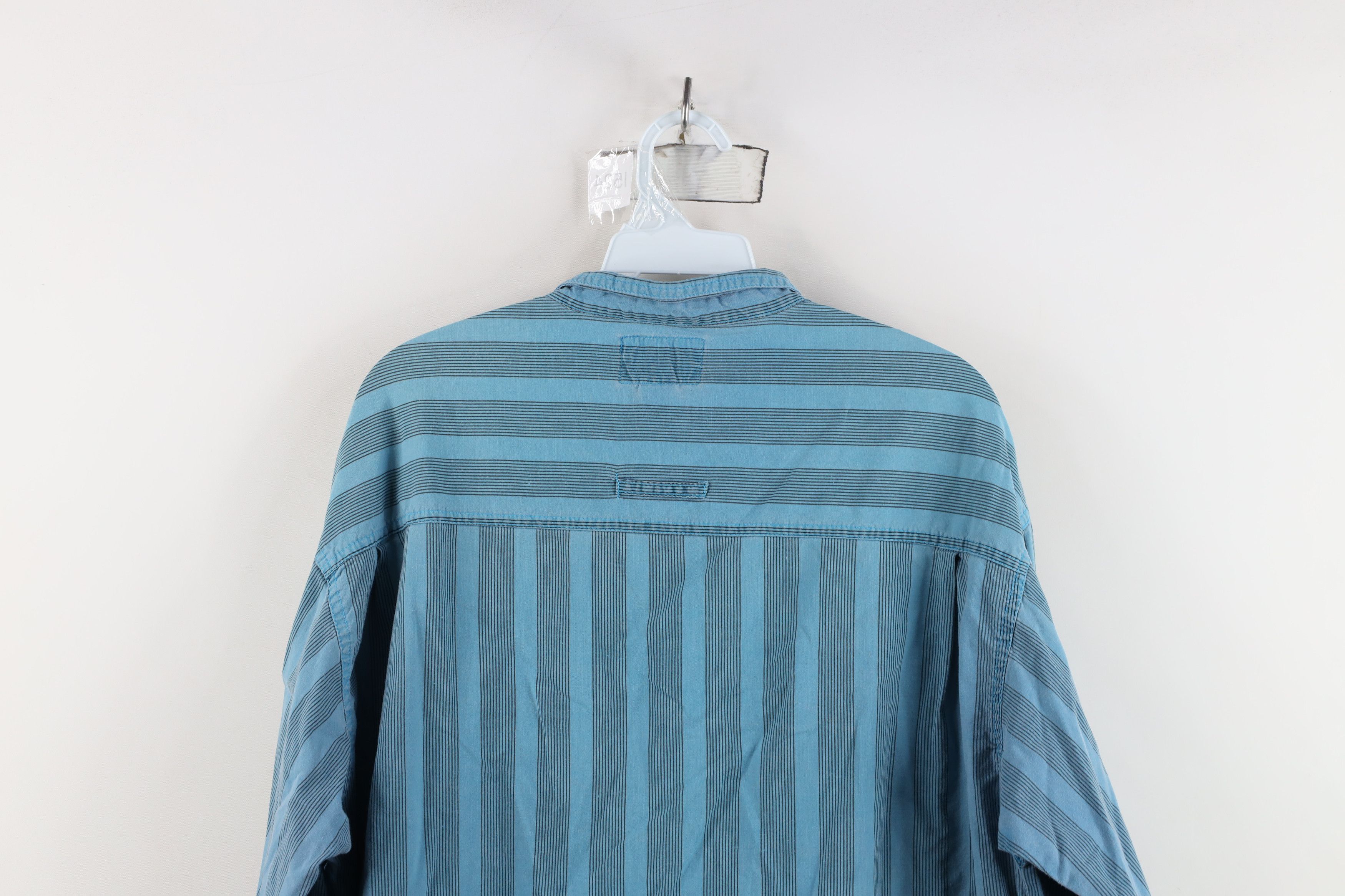 Vintage Vintage 90s Streetwear Baggy Striped Button Shirt Blue Size US M / EU 48-50 / 2 - 14 Thumbnail