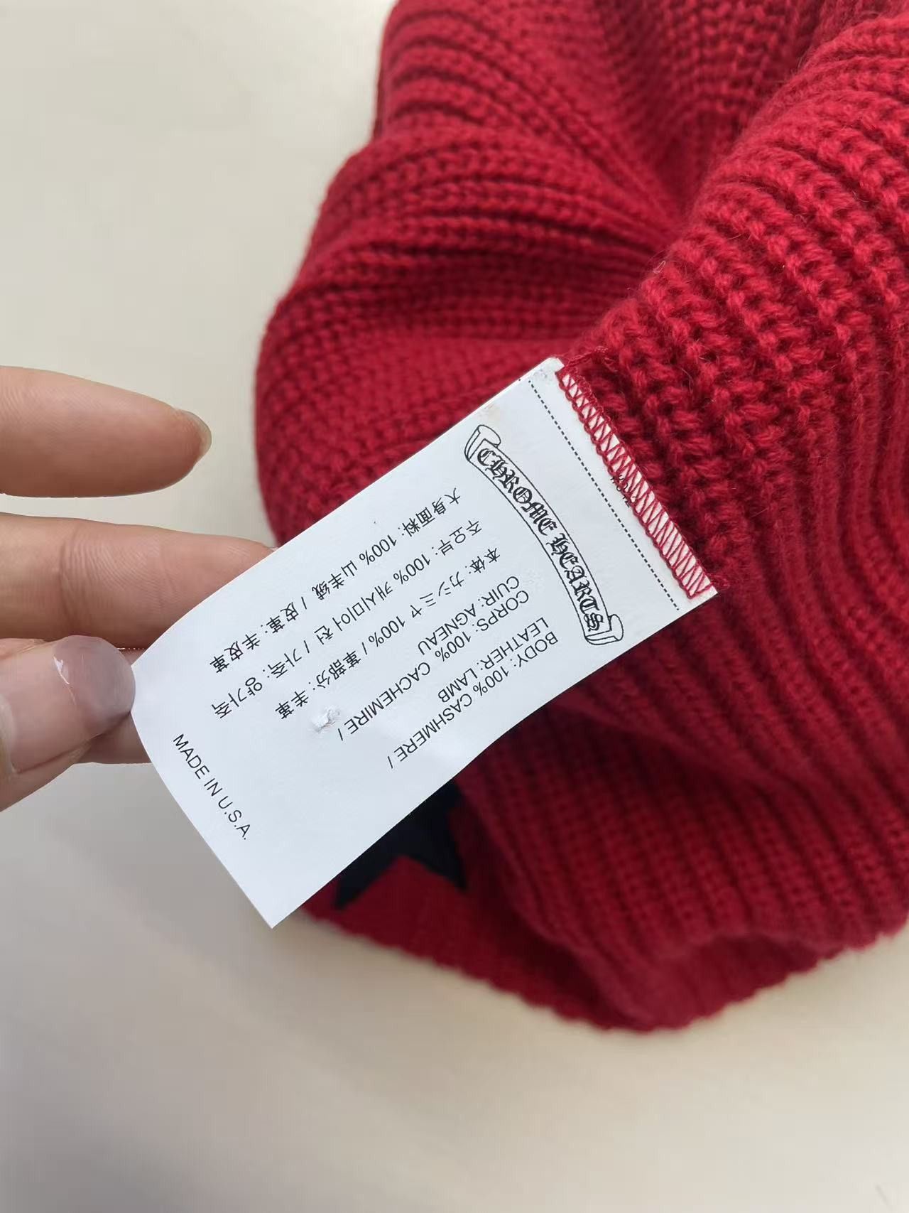 Chrome Hearts Chrome Hearts Red Cashmere Star Leather Patch Beanie Size ONE SIZE - 5 Thumbnail