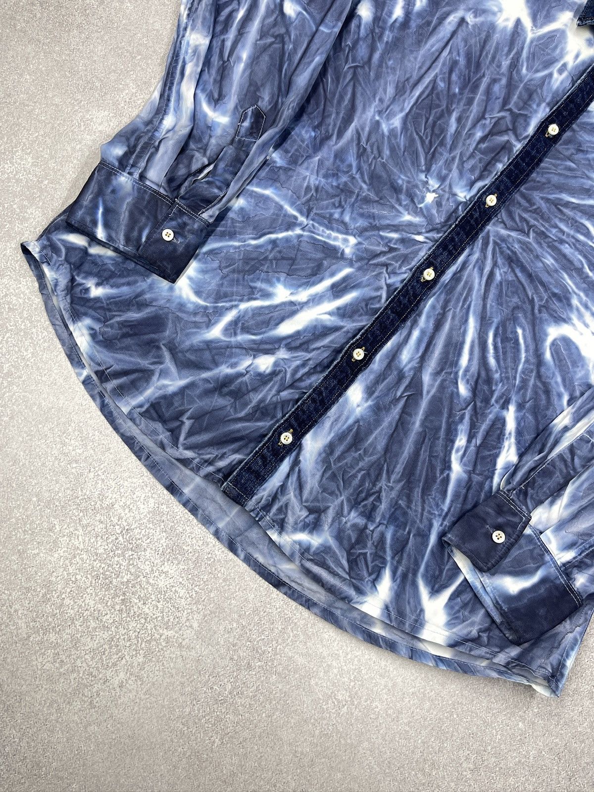 Dsquared2 DSQUARED2 Tie-Dye Asid Effect Cotton Denim Shirt Blue Size US XL / EU 56 / 4 - 5 Thumbnail