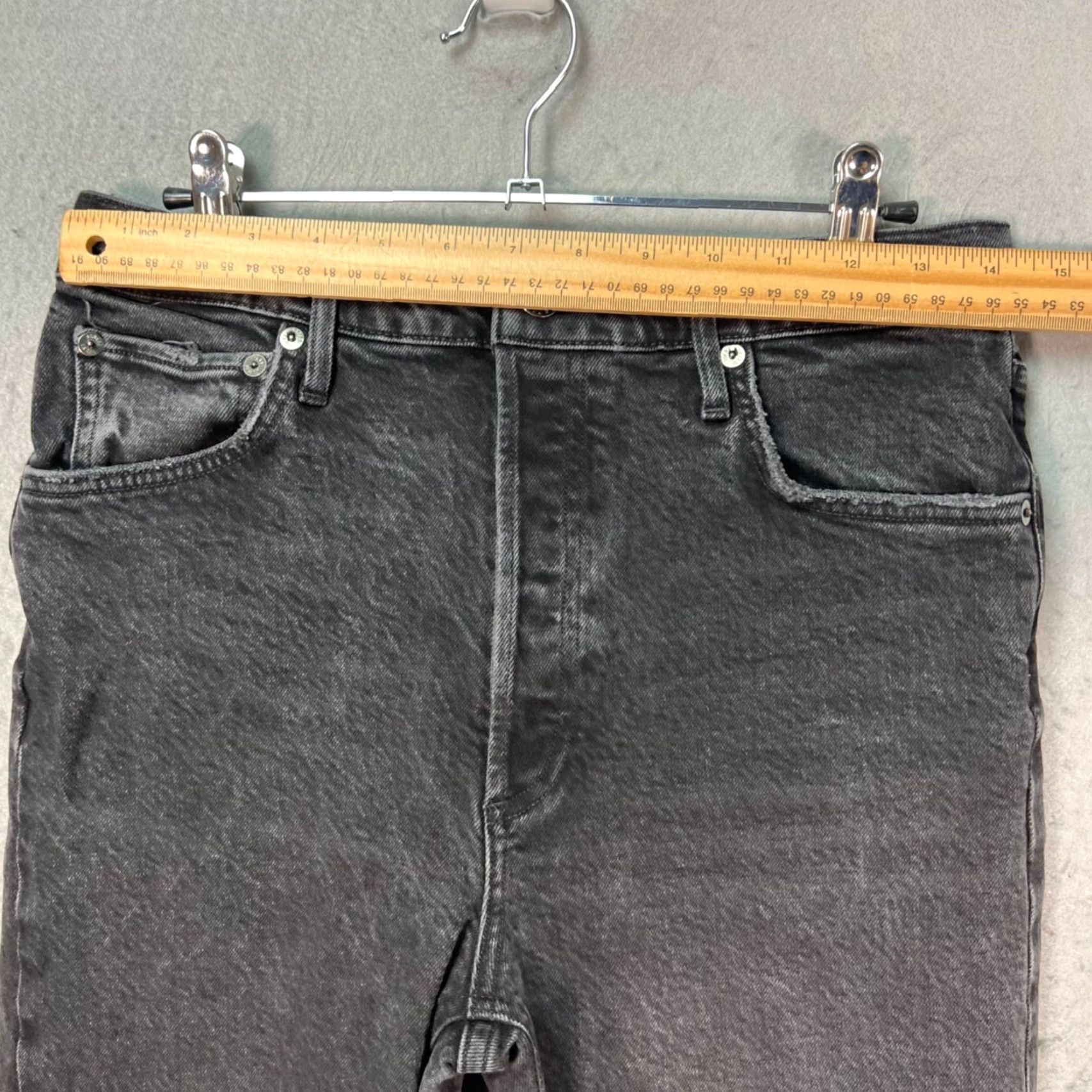 Agolde AGOLDE Womens 29 Riley High-Rise Straight Leg Jeans Washed Black Denim Jeans Regular 5-Pocket Style Straight Womens Size 29" - 5 Thumbnail