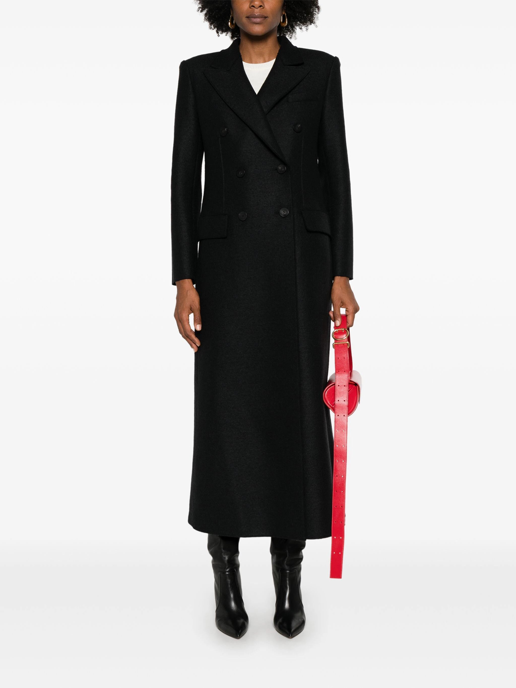 Harris Wharf London o1s22i1n1024 Double-Breasted Pressed Wool Coat in Black Size S / US 4 / IT 40 - 2 Thumbnail