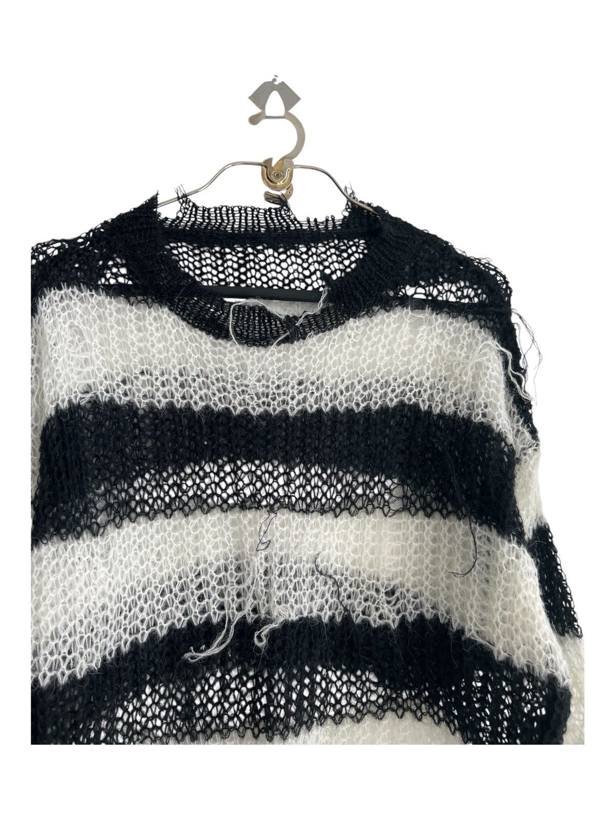 KMRii Vintage Kurt Cobain Distressed Striped Mohair Knit Sweater Size US L / EU 52-54 / 3 - 4 Thumbnail
