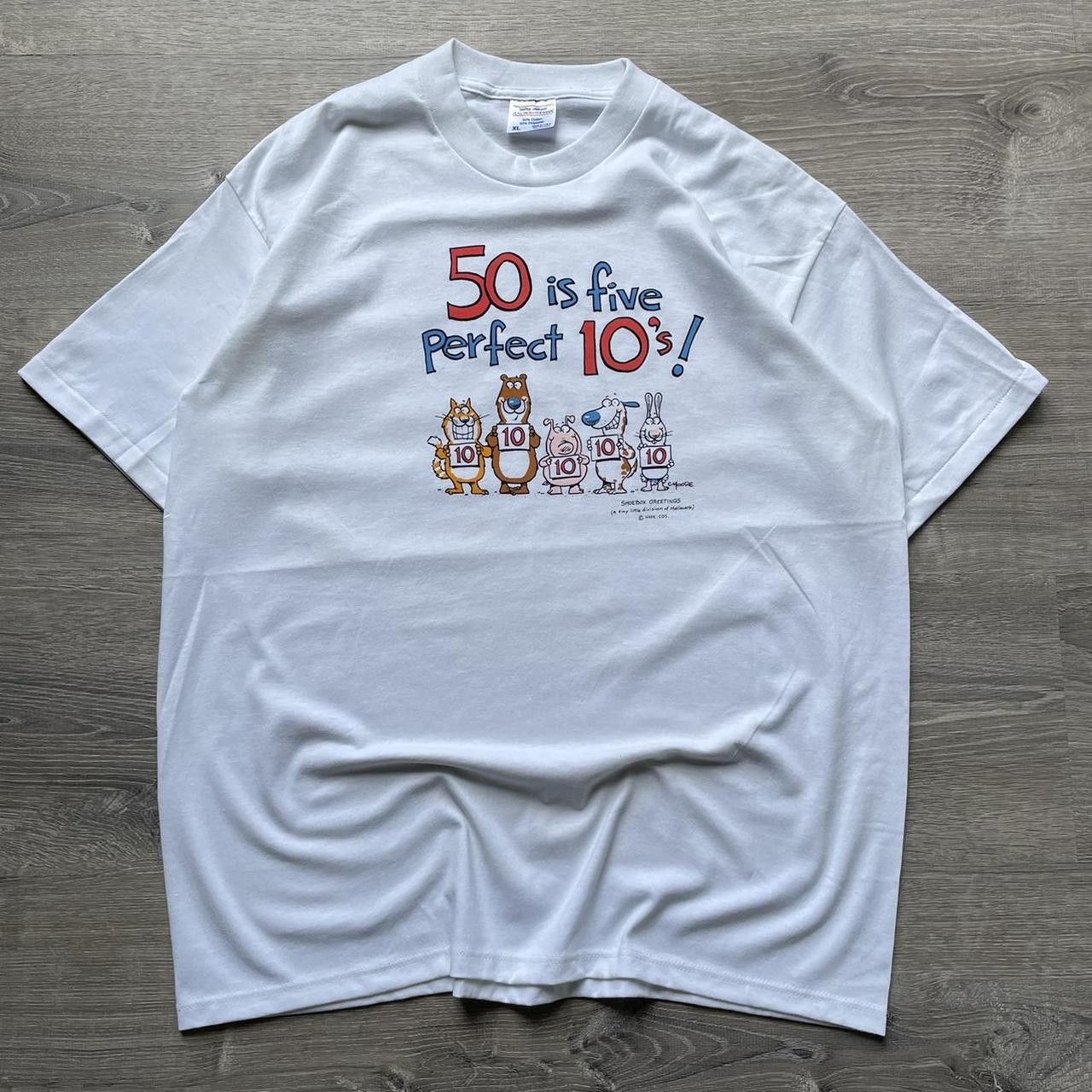 Vintage Vintage 90's "50 is Five Perfect 10's!" Graphic Tee Size US XL / EU 56 / 4 - 1 Thumbnail