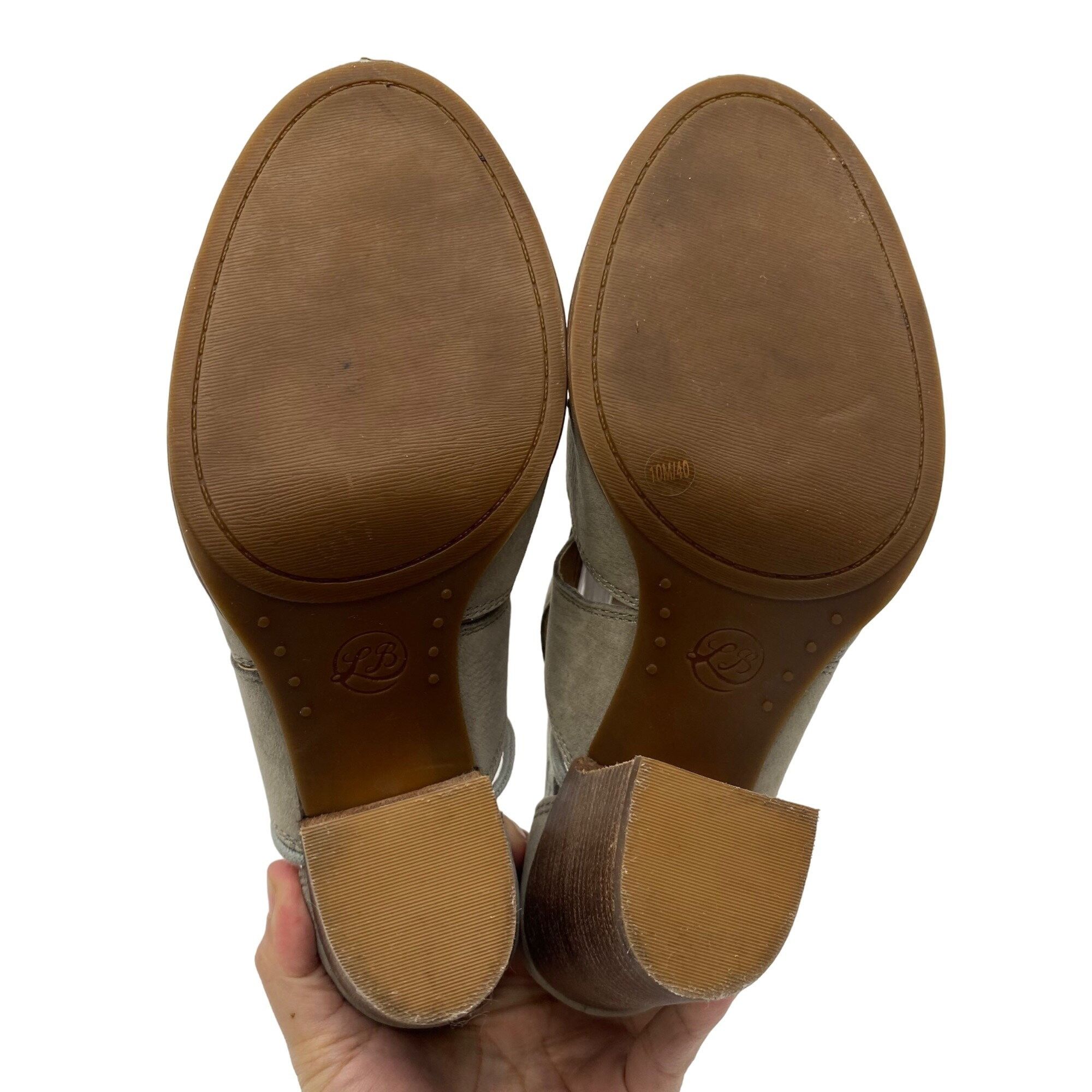Lucky Brand Lucky Brand Lanita Taupe Leather cut-out Lace-Up Block Heel Size US 10 / IT 40 - 6 Thumbnail