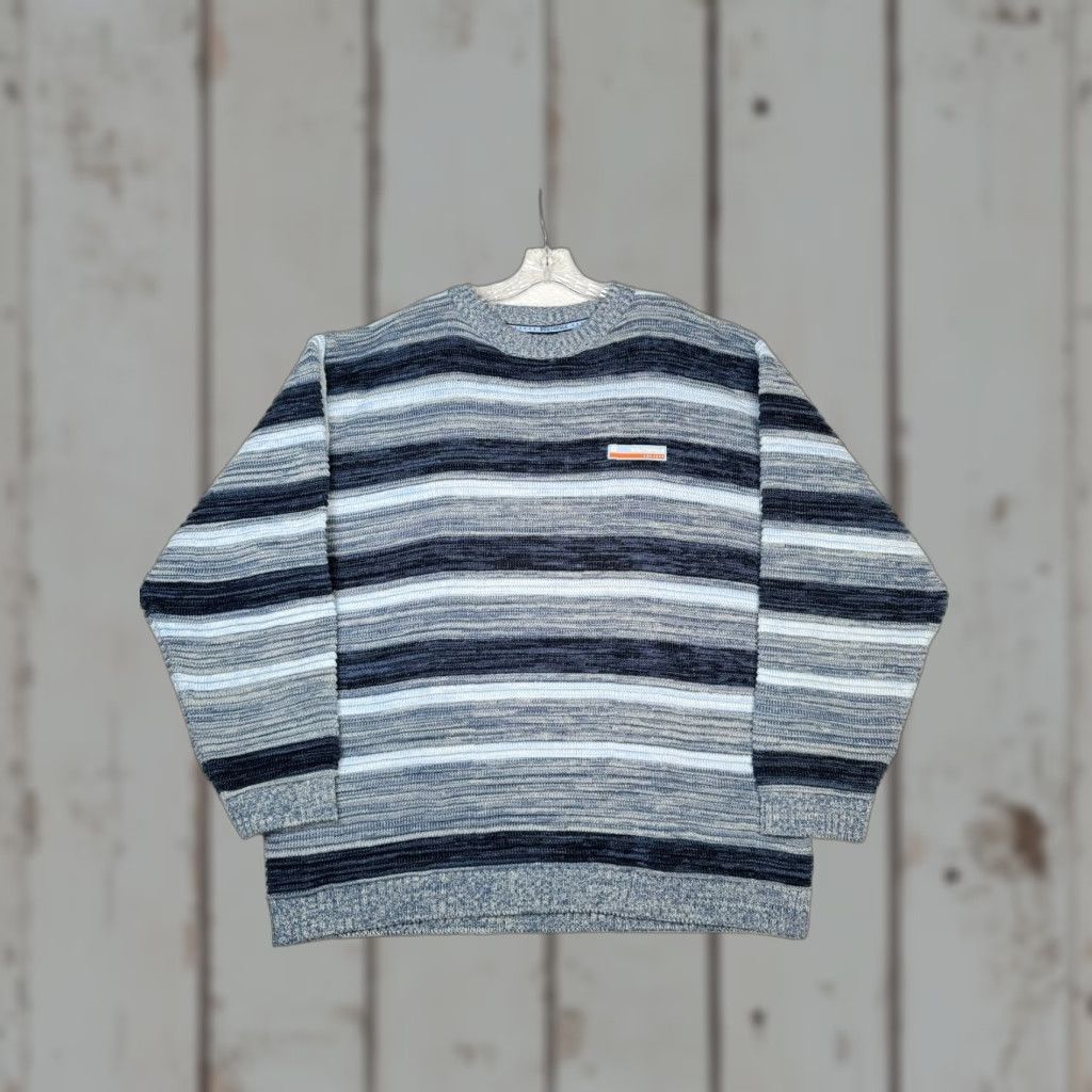 VINTAGE Southpole Sweater Mens XL Multi Striped Acrylic Crew Neck Pullover Knit Long Sleeve