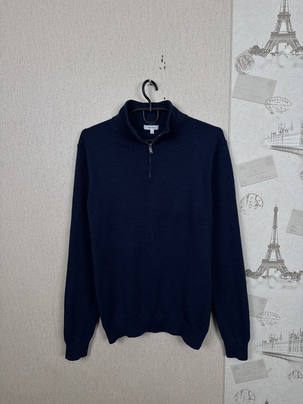 Reiss Reiss Sweartshirt 1/4 Zip Wool Luxury Mens Blue Navy M Size US M / EU 48-50 / 2 - 1 Thumbnail