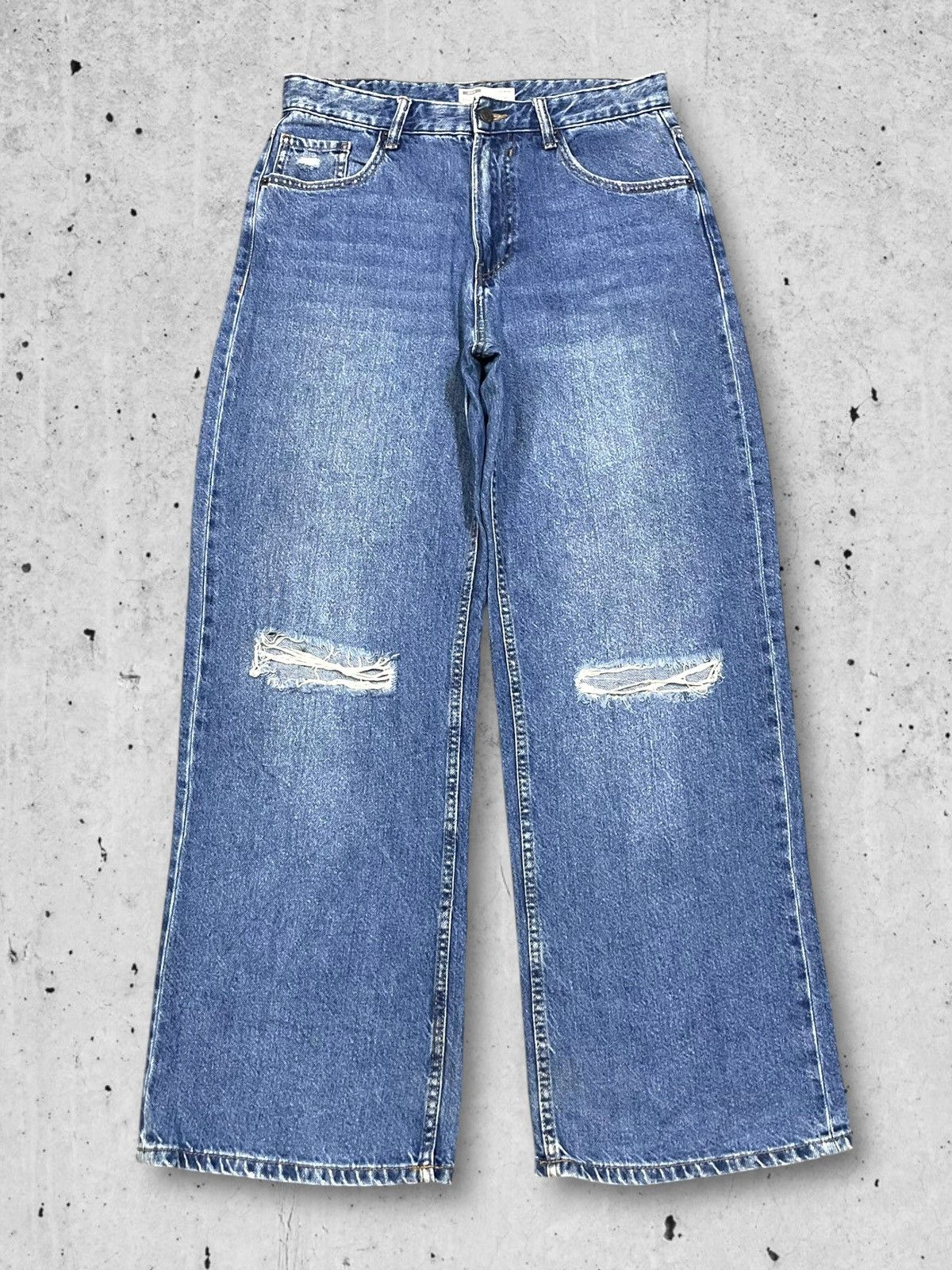 Japanese Brand Japanese Denim Baggy 90s Wide Leg Ripped Blue Straight Jeans Size US 30 / EU 46 - 2 Thumbnail