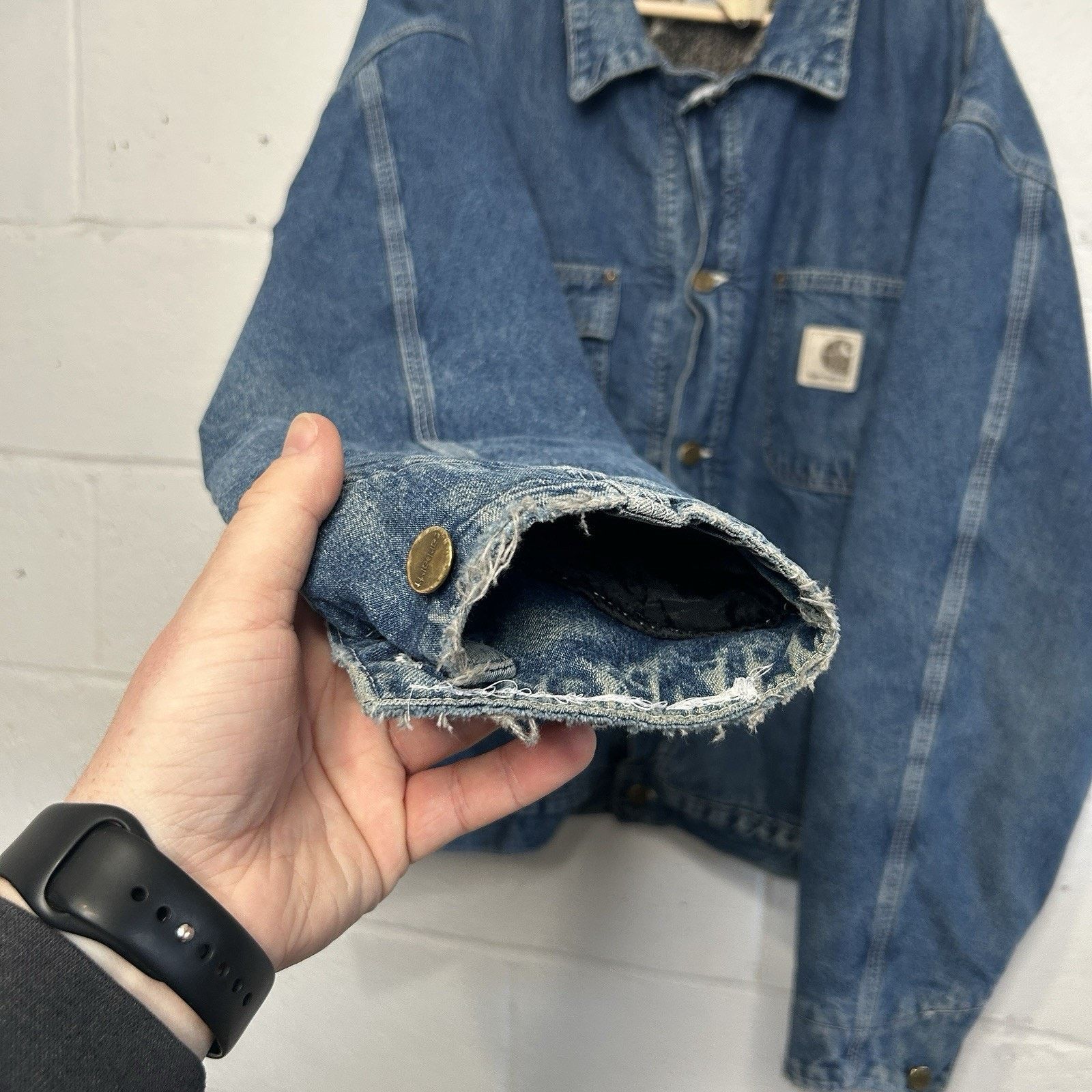 Carhartt Vintage Carhartt Aztec Pile Denim Chore Jacket “Darkstone” Size US XL / EU 56 / 4 - 8 Thumbnail