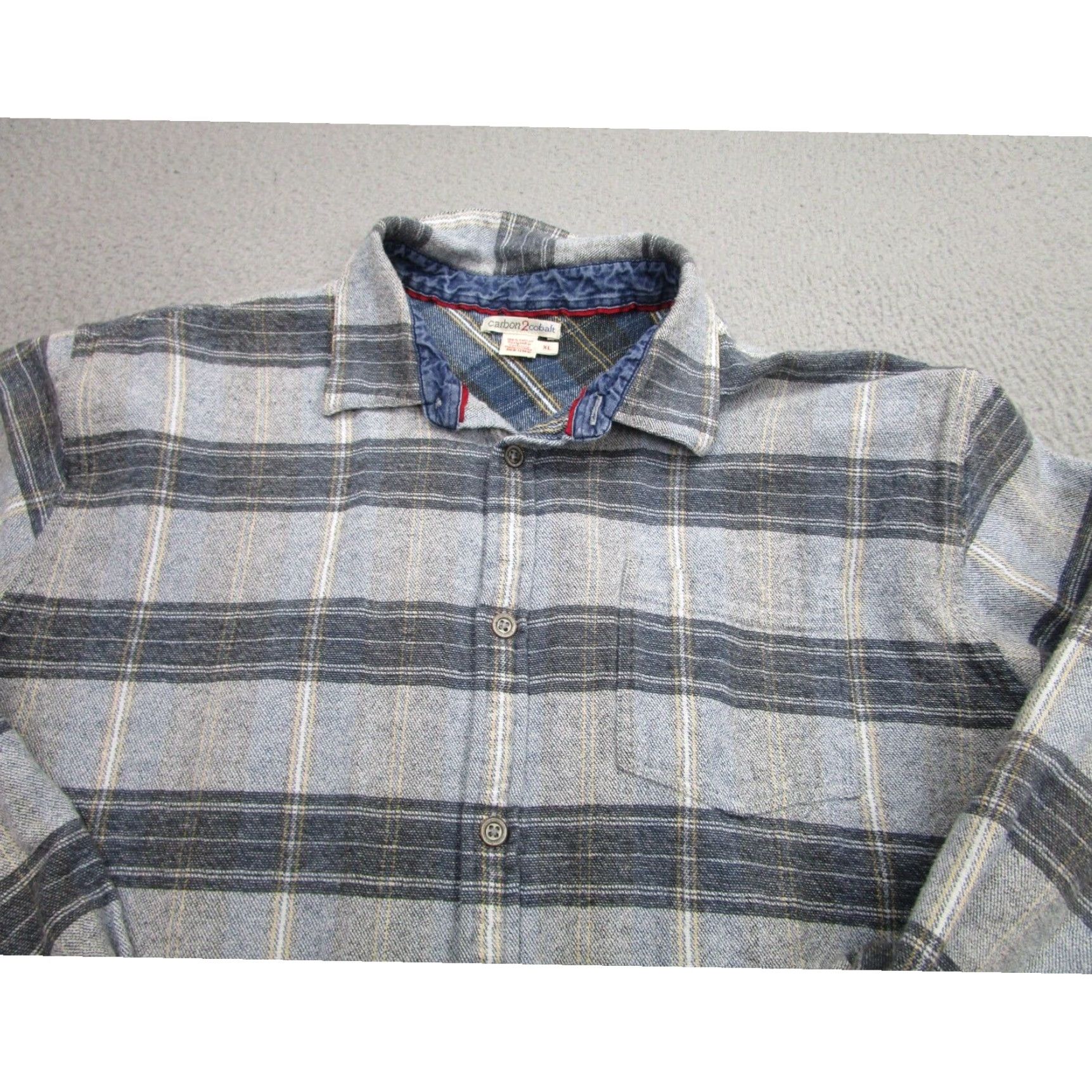 Vintage Mens Large Extra Large XL Gray Plaid Flannel Shirt Carbon 2 Cobalt Size US XL / EU 56 / 4 - 2 Thumbnail