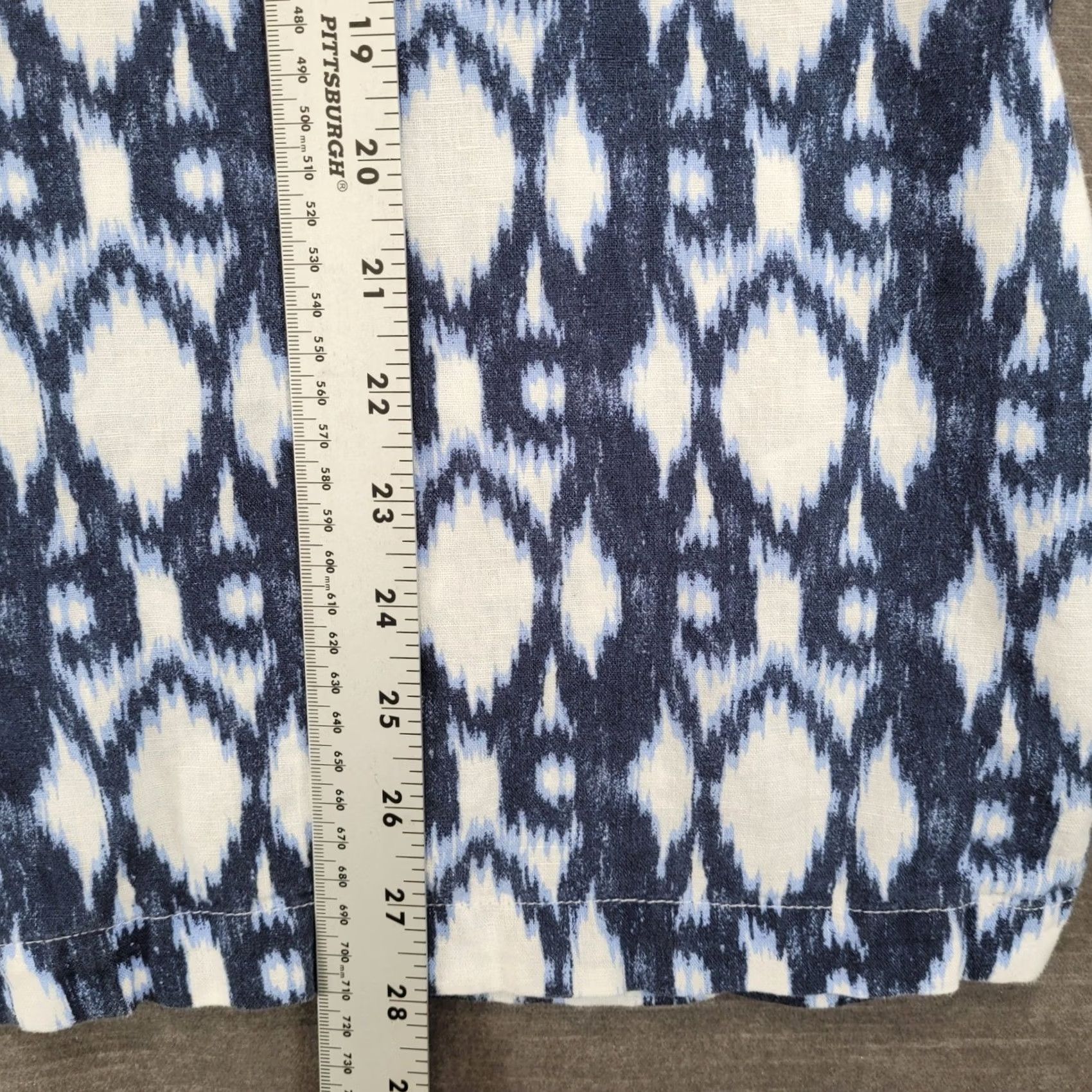 Gap GAP Mens L Linen Blend Short Sleeve Button Up Shirt Indigo Ikat Print Size US L / EU 52-54 / 3 - 4 Thumbnail