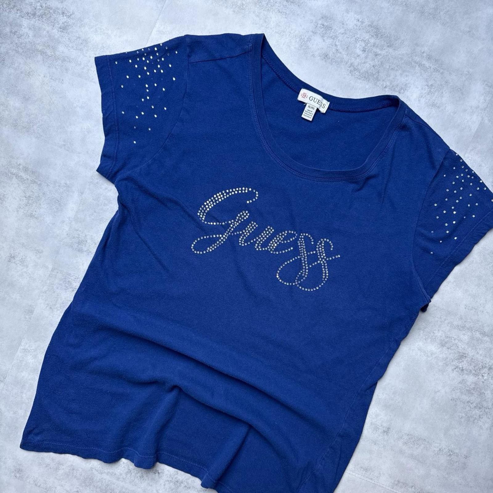 Guess Y2K Guess 00s Vintage Blue Rhinestones shirt Size US XL / EU 56 / 4 - 2 Thumbnail