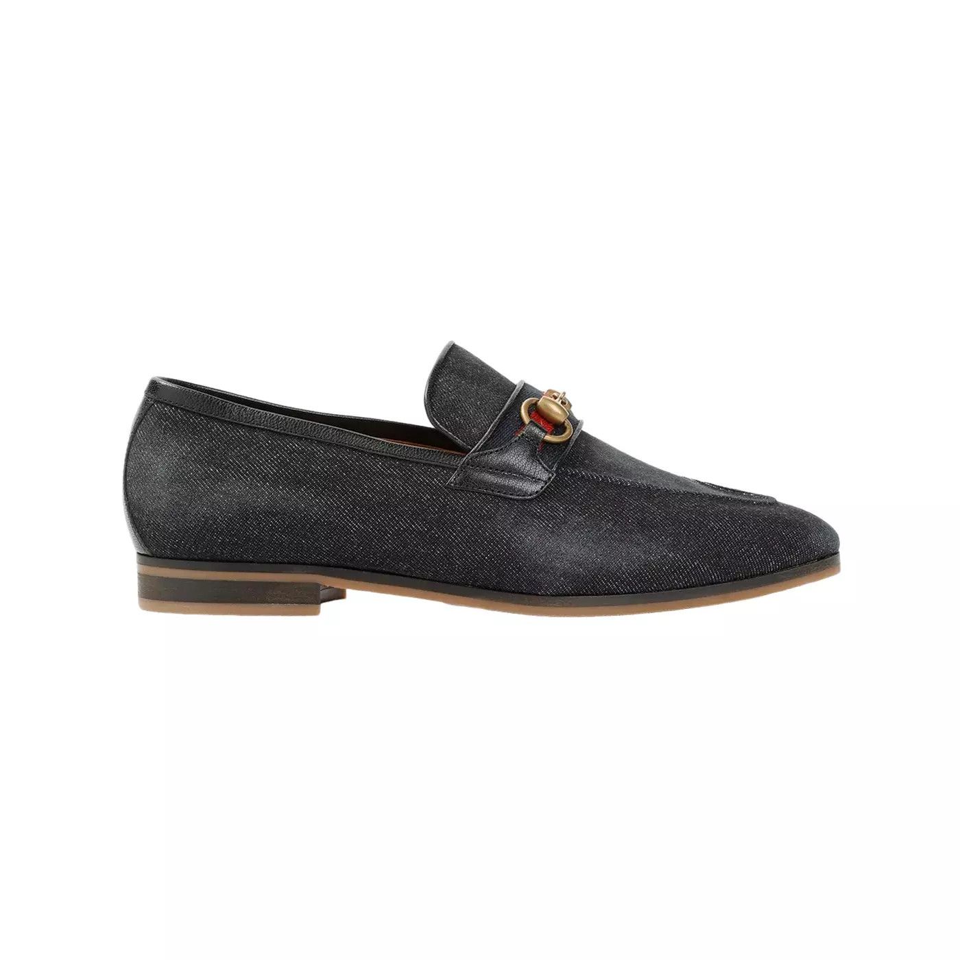 GUCCI Men's Black Denim Horsebit Loafers New Auth