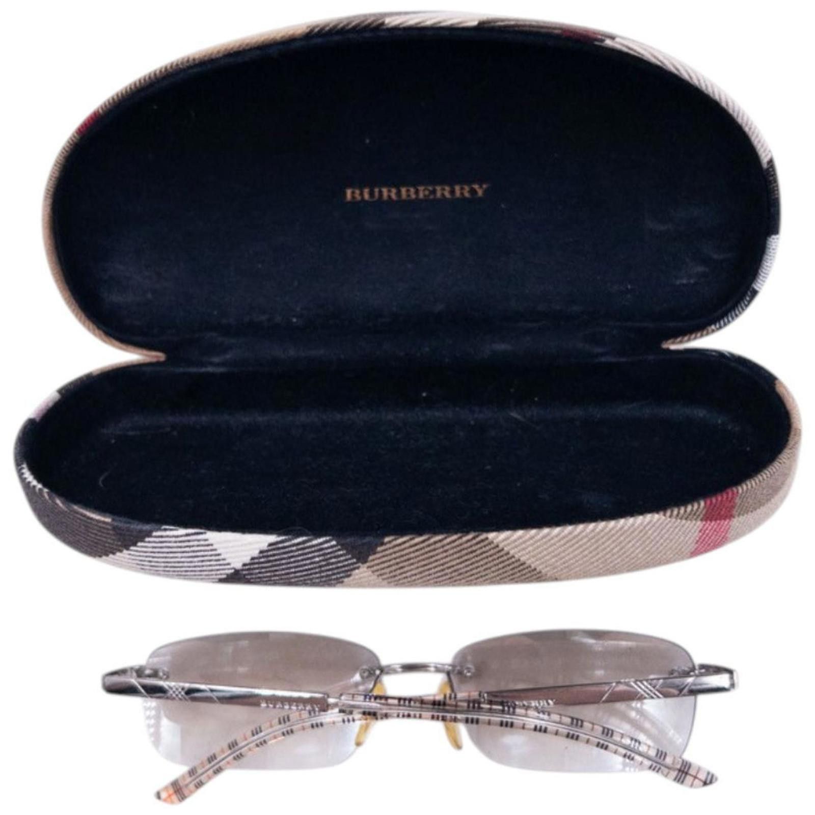Burberry Vintage Burberry Nova Check Rimless Clear Sunglasses Size ONE SIZE - 8 Thumbnail