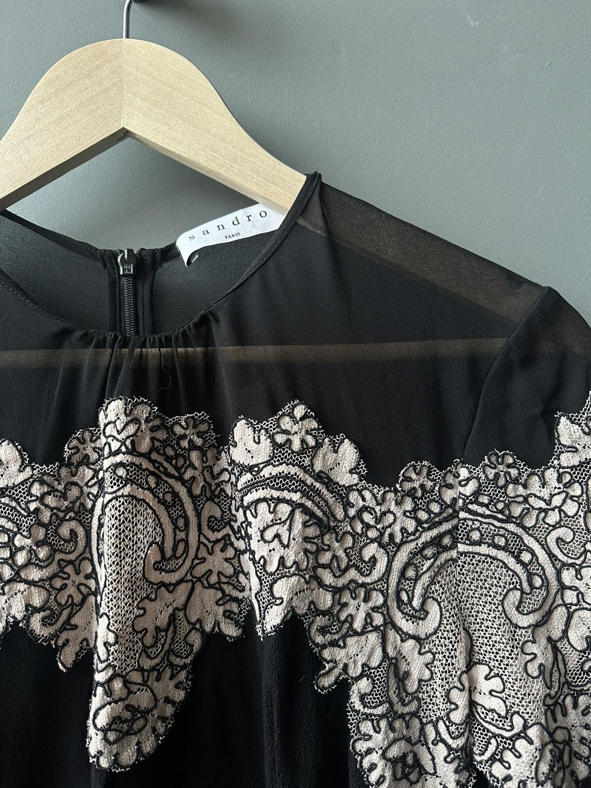 Sandro Sandro Paris Black Sheer Lace Panel Cocktail Dress Size 1 Size S / US 4 / IT 40 - 3 Thumbnail