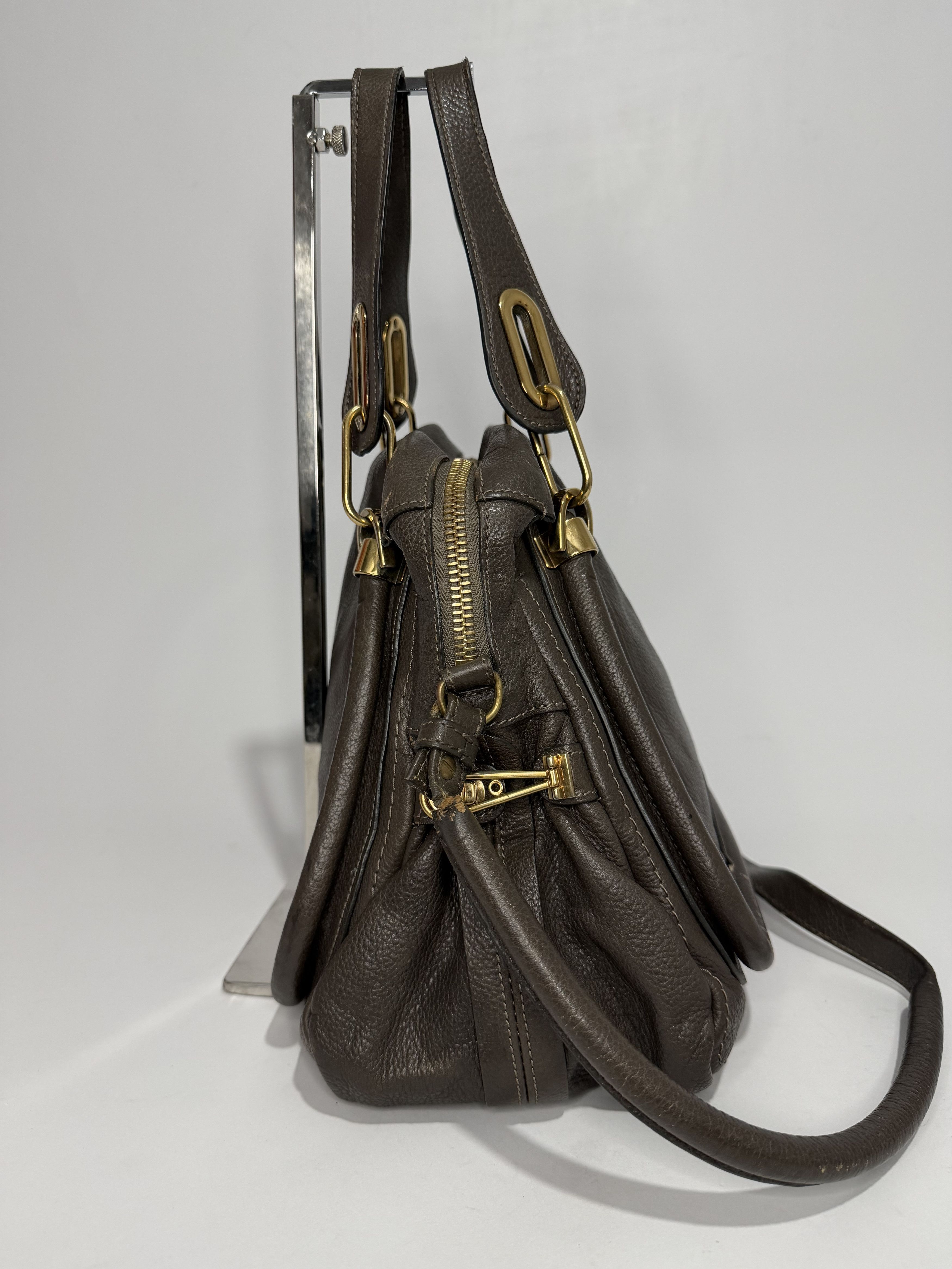 Chloe Chloe Grey Leather Medium Paraty Shoulder Bag Size ONE SIZE - 4 Thumbnail