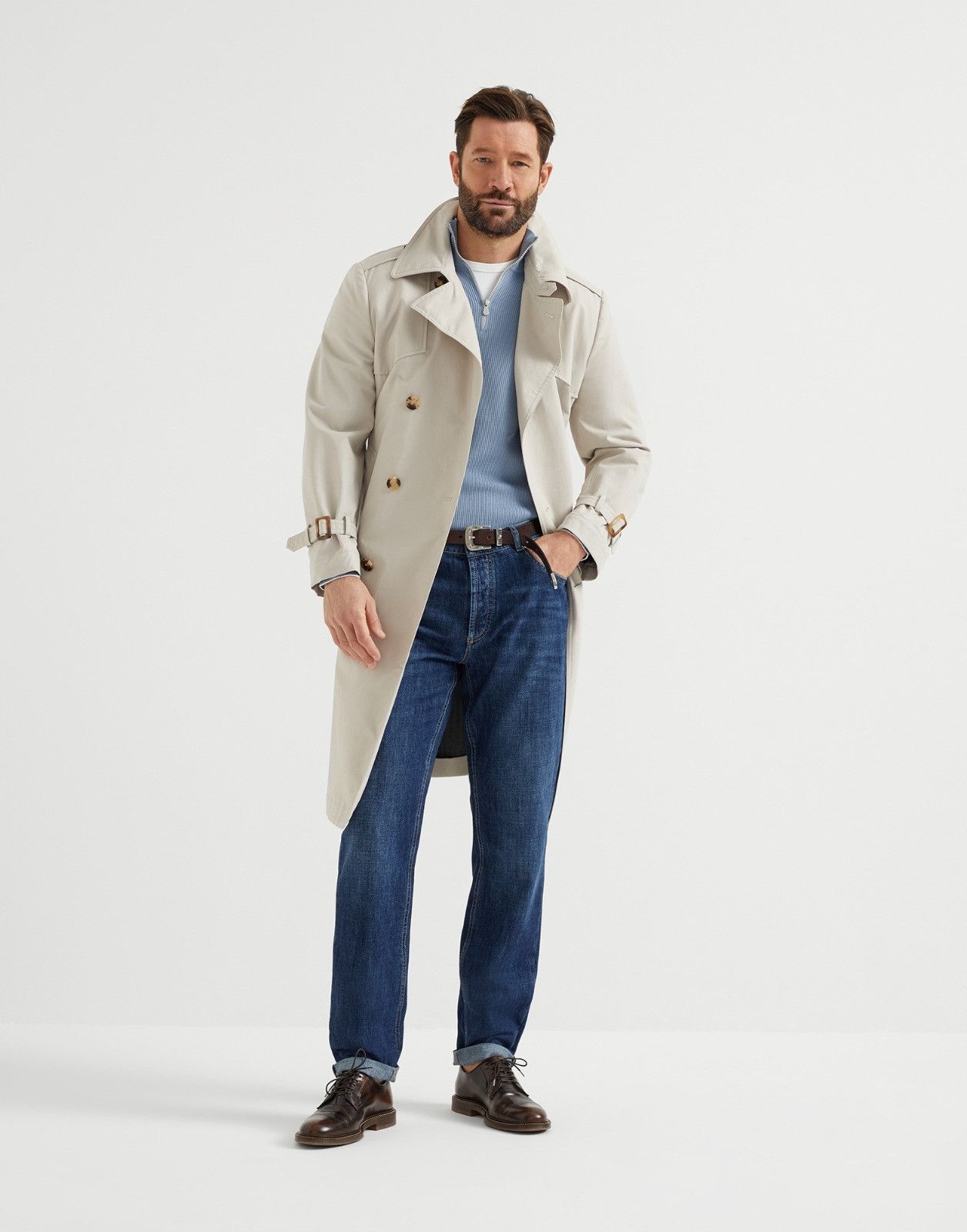Brunello Cucinelli o1la1rc1a0326 Turtleneck Half-Zip Sweater in Blue Size US M / EU 48-50 / 2 - 3 Thumbnail