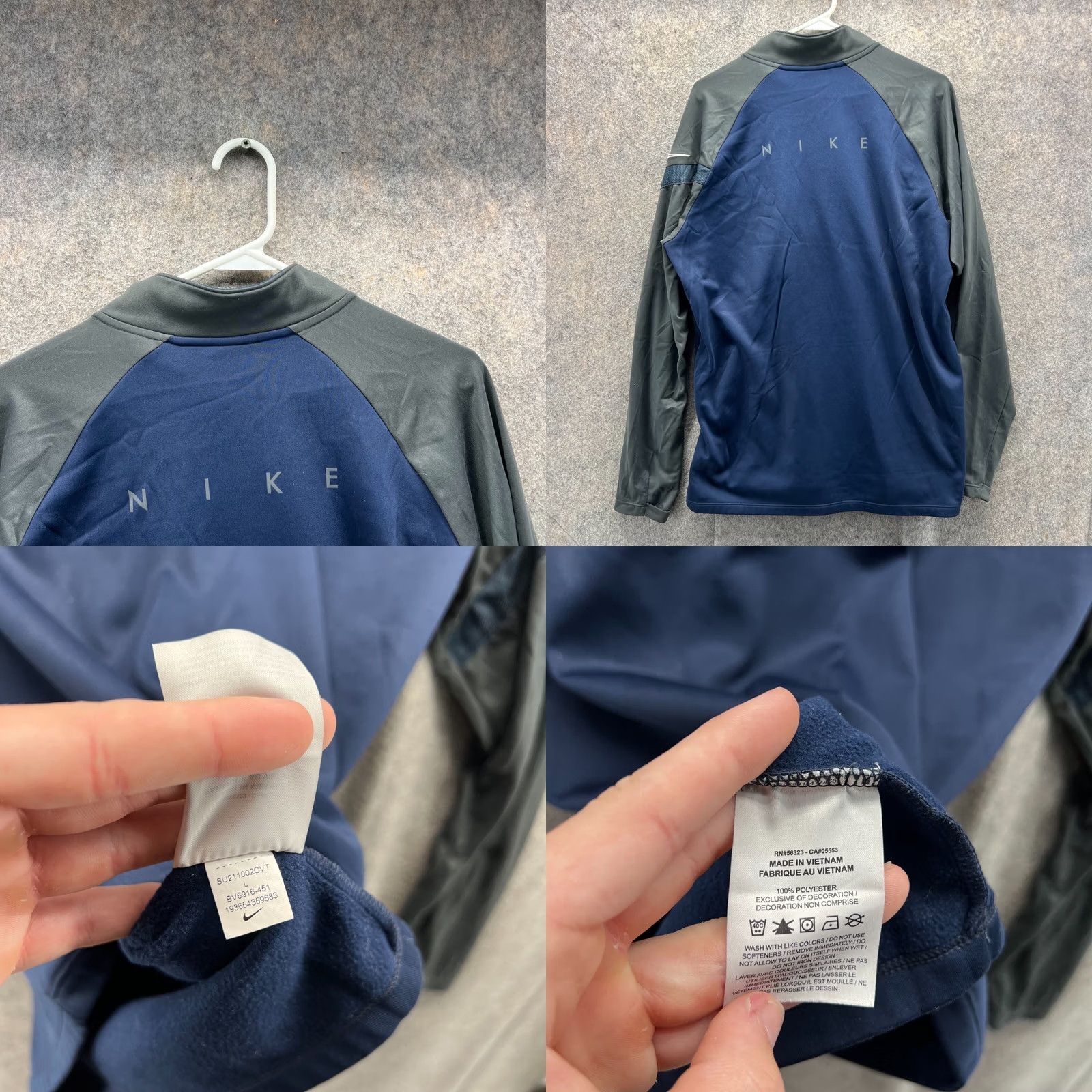 Nike VINTAGE Nike Sweatshirt Mens Large Blue Grey 1/4 Zip Swoosh Knit Academy BV6916-451 Size US L / EU 52-54 / 3 - 8 Thumbnail