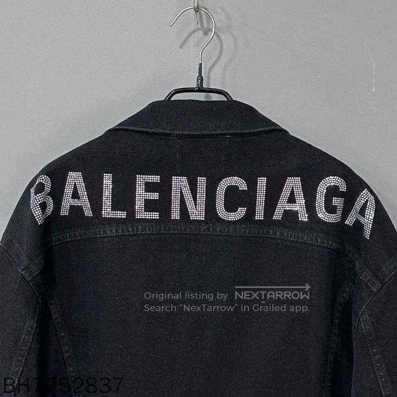 Balenciaga Balenciaga Crystal Logo Denim Jacket. Size US S / EU 44-46 / 1 - 6 Thumbnail