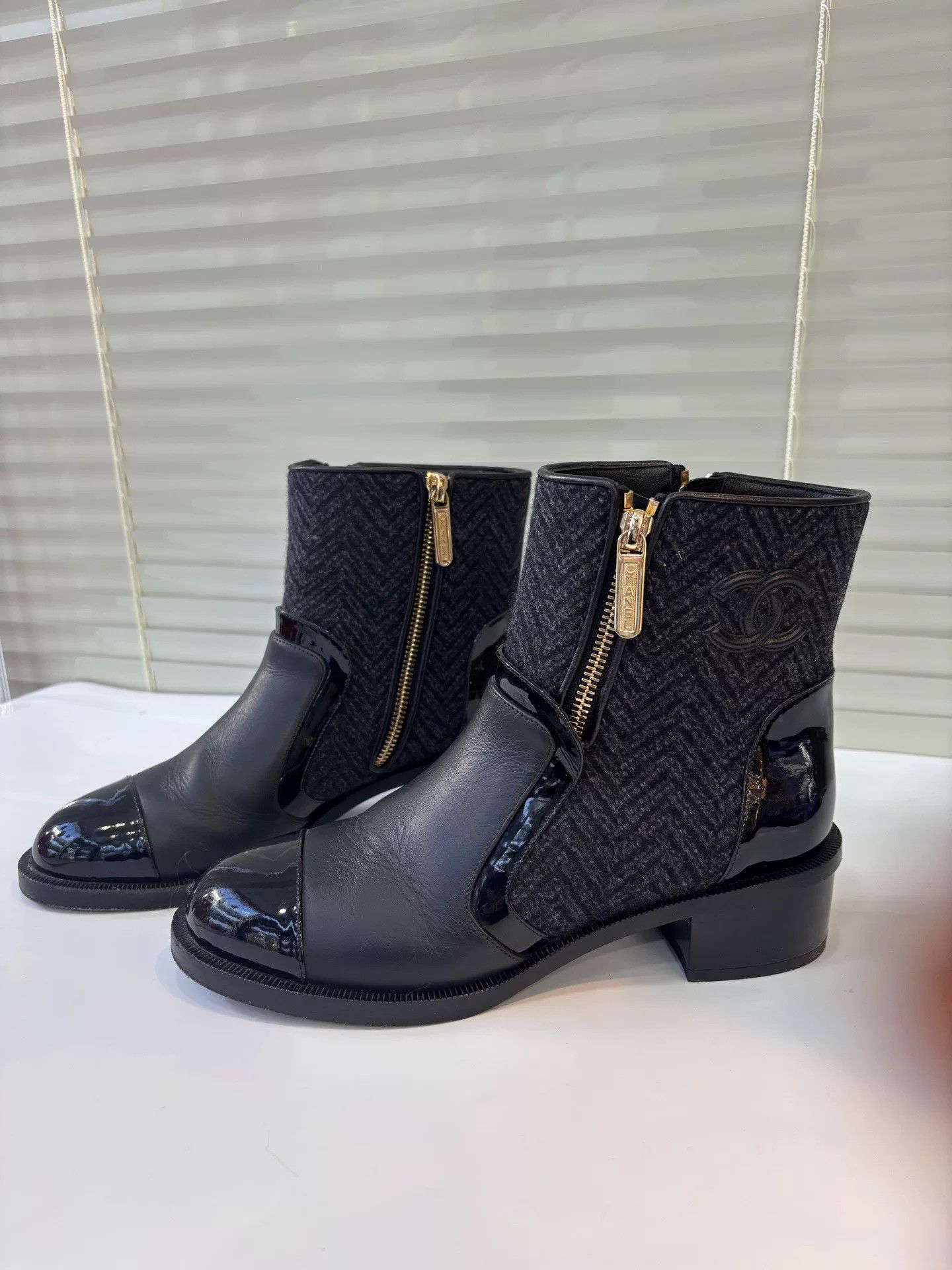 Chanel Chanel Black Spliced Short Boots Size US 6 / IT 36 - 1 Thumbnail
