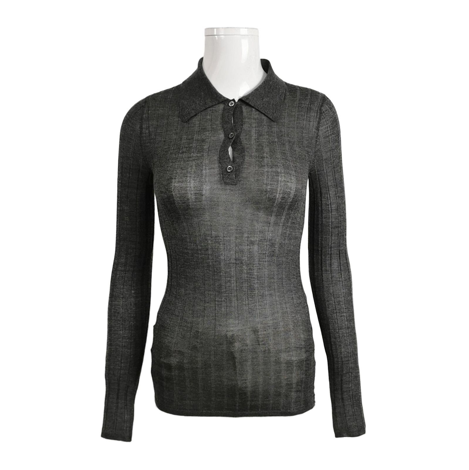 Prada Prada Cashmere Silk Blend Polo Knit Sweater 0089 Size XXS / US 00 / IT 34 - 1 Thumbnail