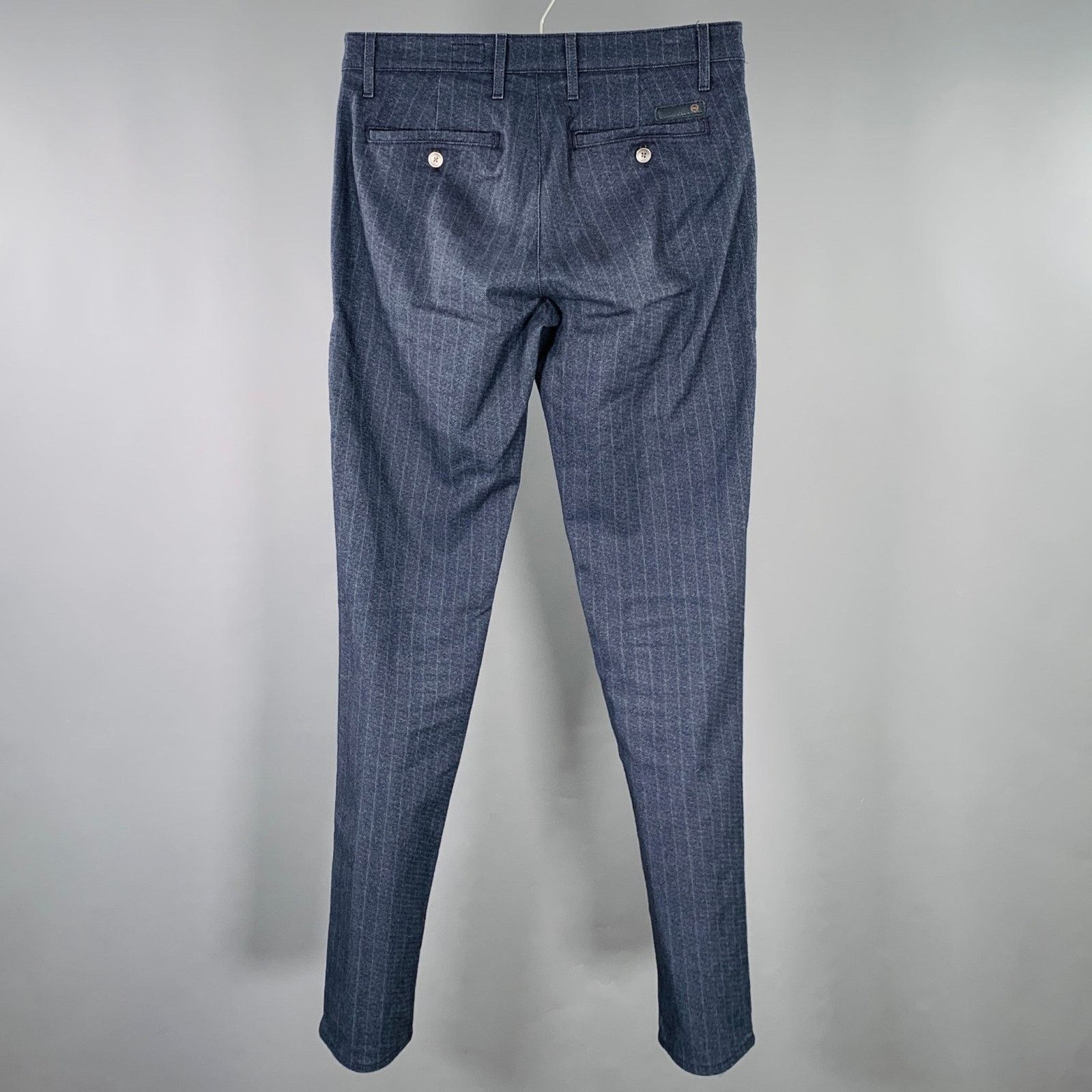 AG Adriano Goldschmied Size 29 Navy Blue Pinstripe Cotton Blend Casual Pants Size US 29 - 3 Thumbnail