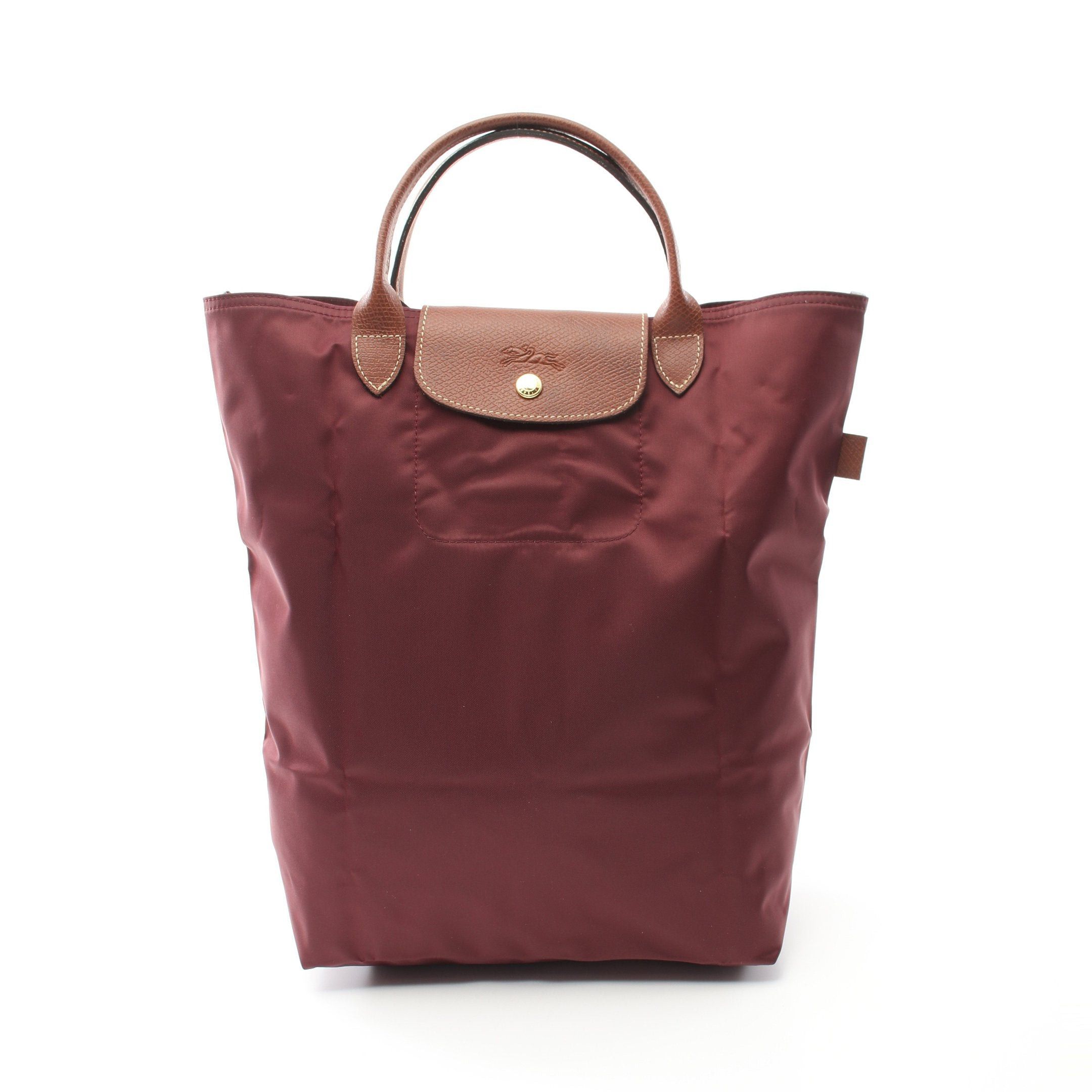 Longchamp Longchamp Le Preage Original M Shopping Bag Handbag Tote Nylon Leather Red Brown Size ONE SIZE - 1 Thumbnail