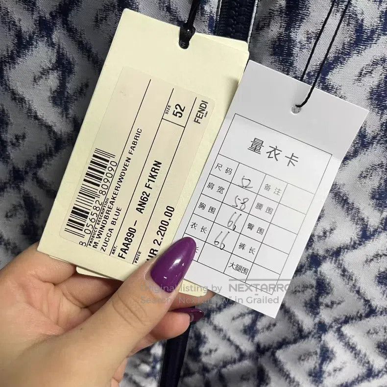 Fendi Fendi Silver Blue Logo Printed Hooded Zip-Up Casual Jacket Size US L / EU 52-54 / 3 - 6 Thumbnail