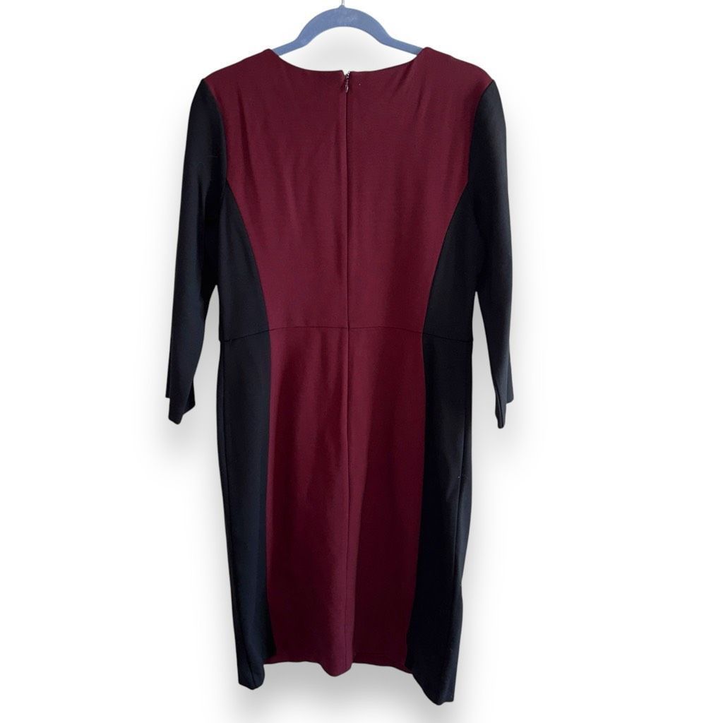 NWT Talbots Black & Red L/S V-Neck Knit Dress Sz 10