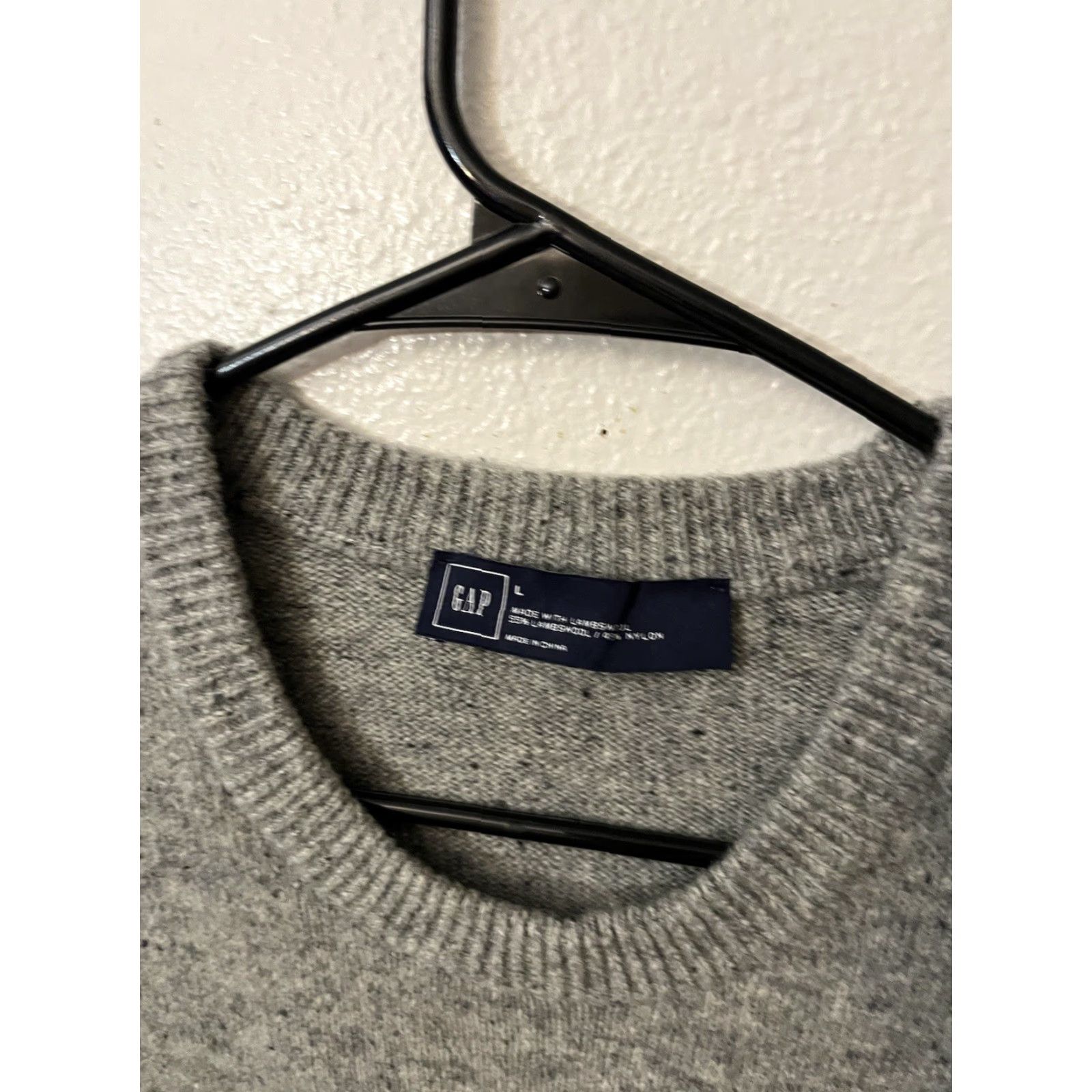 Gap Gap Classic Crewneck Sweater Large Gray Lambswool Nylon Blend Mens Size US L / EU 52-54 / 3 - 2 Thumbnail