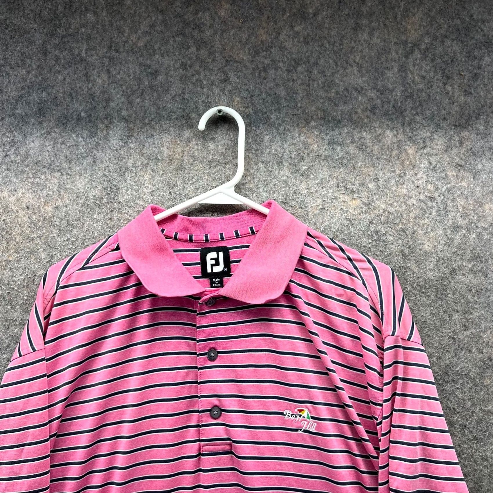 Footjoy VINTAGE FootJoy Polo Shirt Men XL Pink Striped Golf Bay Hill Logo Shirt Short Sleeve Button Collar Size US XL / EU 56 / 4 - 6 Thumbnail